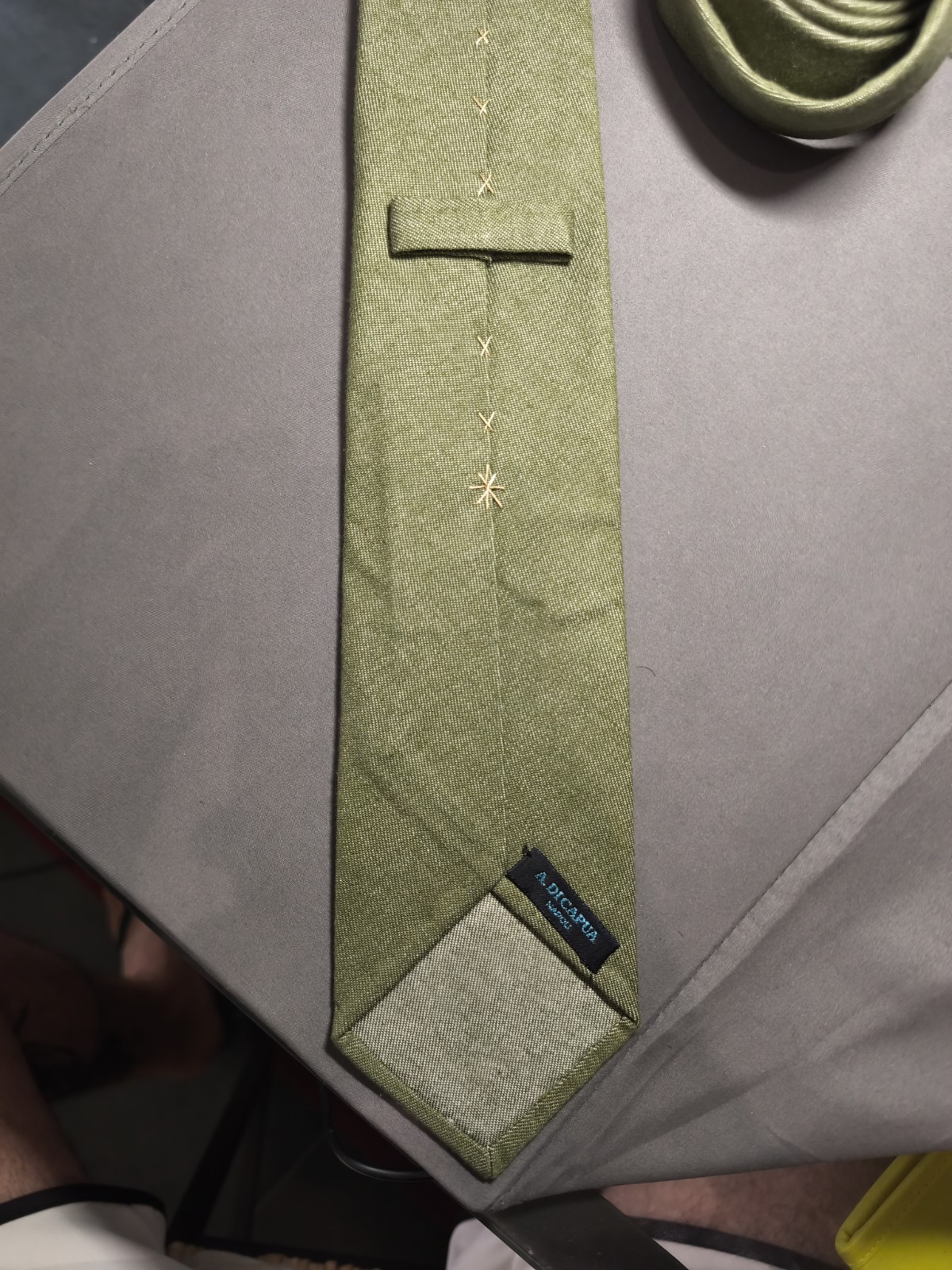 A. Di Capua Napoli – Khaki Solid Color Cotton Tailored Tie