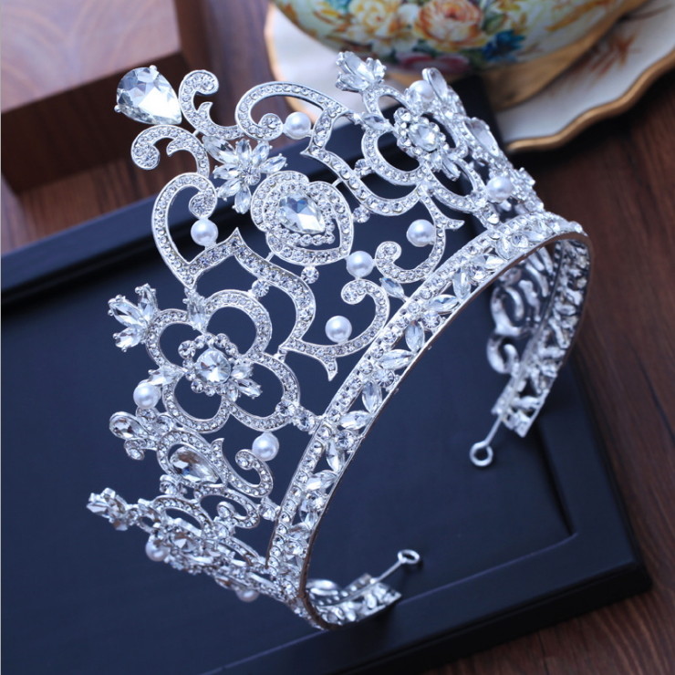 14cm Tall Large White Crystal Crown Tiara Wedding Prom Queen Princess For Women