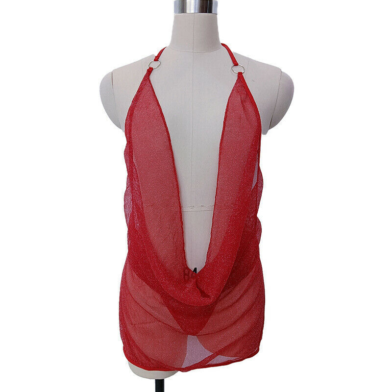 Sexy Women’s Plunge V Neck Clubwear Party Dress Sleeveless Mini Bodycon Babydoll