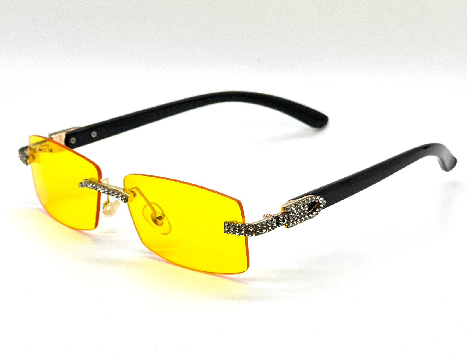 Diamond Sunglasses BUFF’S BLUE lens gold Buffs Retro vintage Hip Hop rapper Iced
