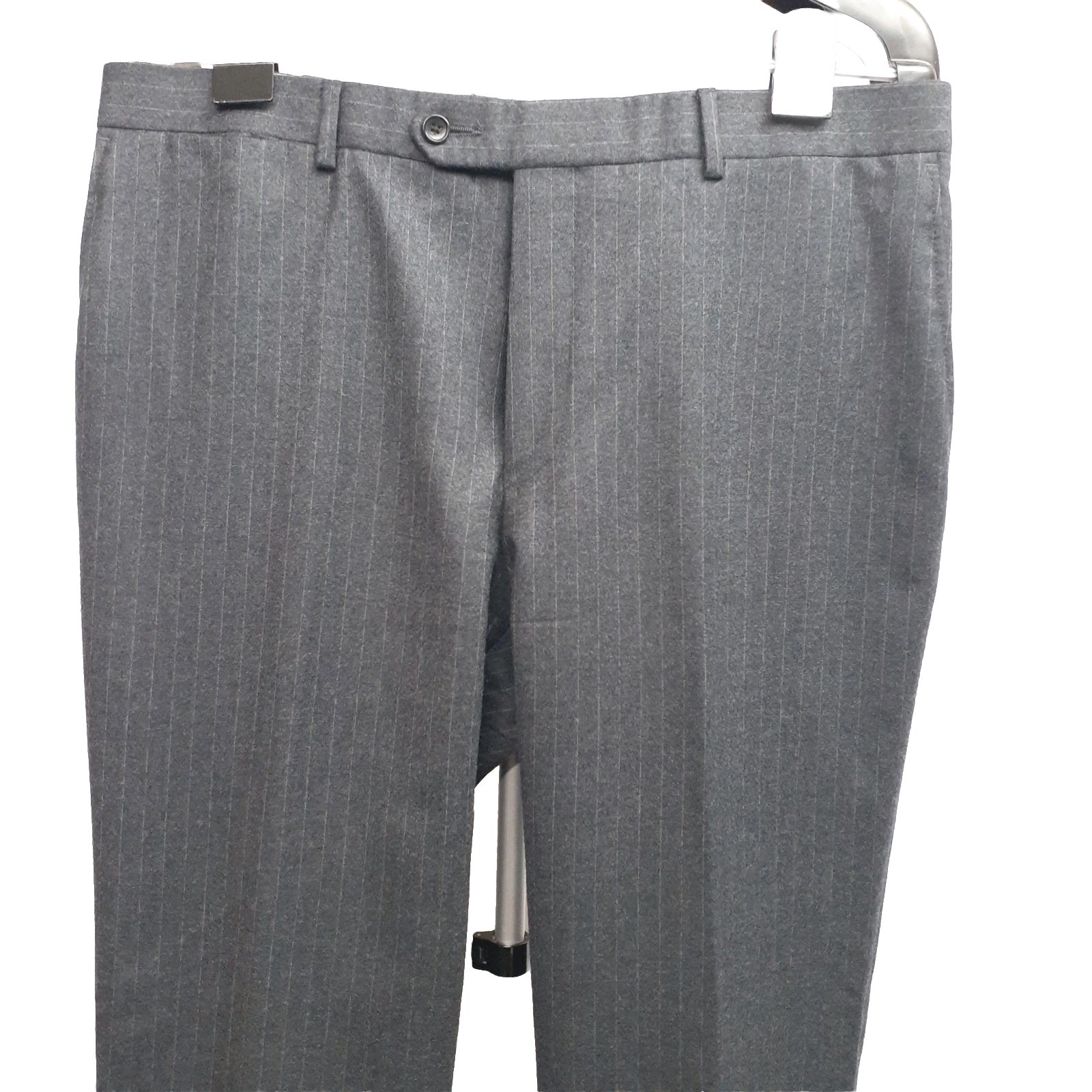 Coppley Suit 40 41 42 R 50/50 Wool Cashmere Flannel Gray Striped Dual Vents
