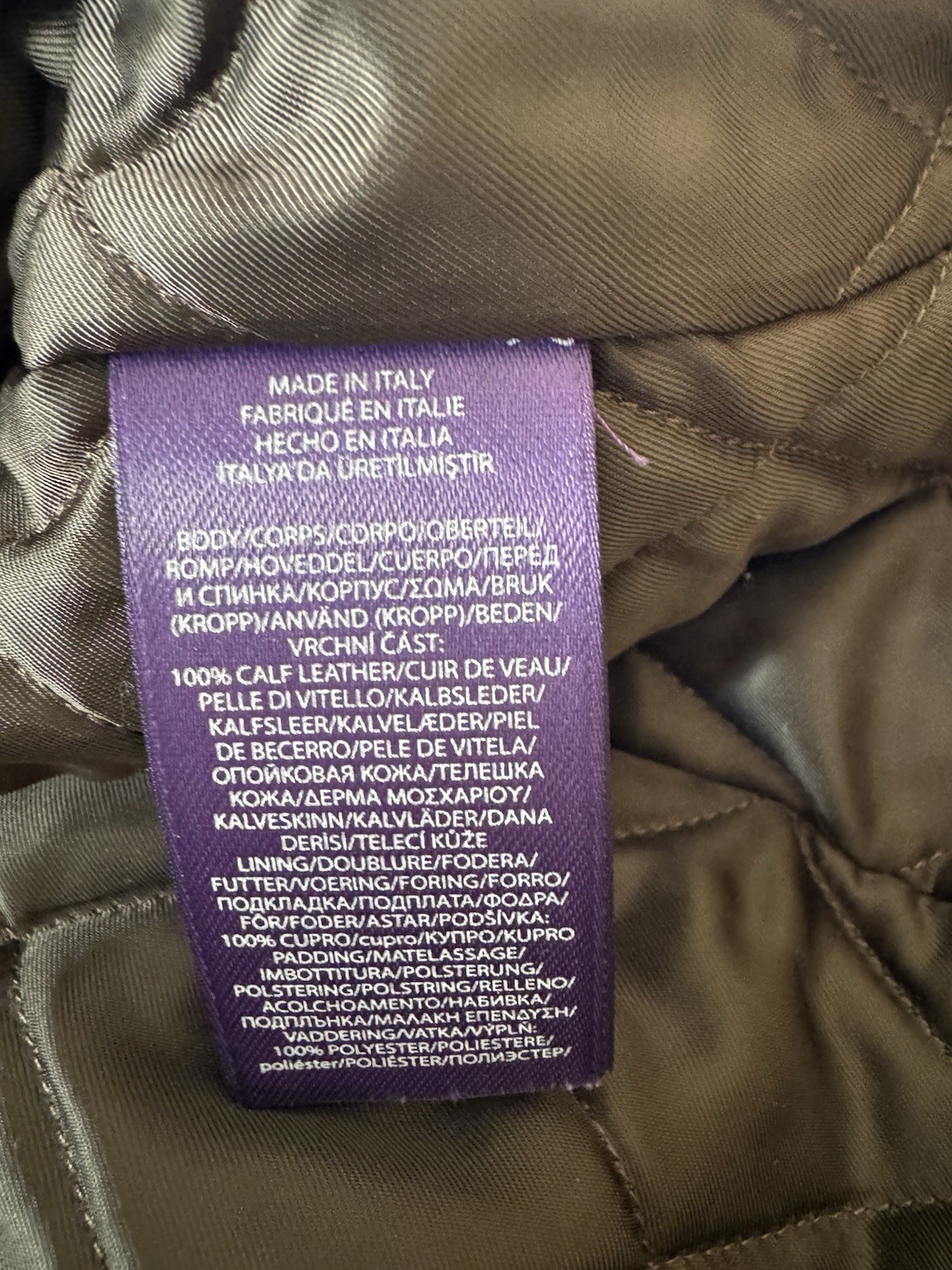 polo ralph lauren purple label 100% calf skin leather moto jacket womens size 8