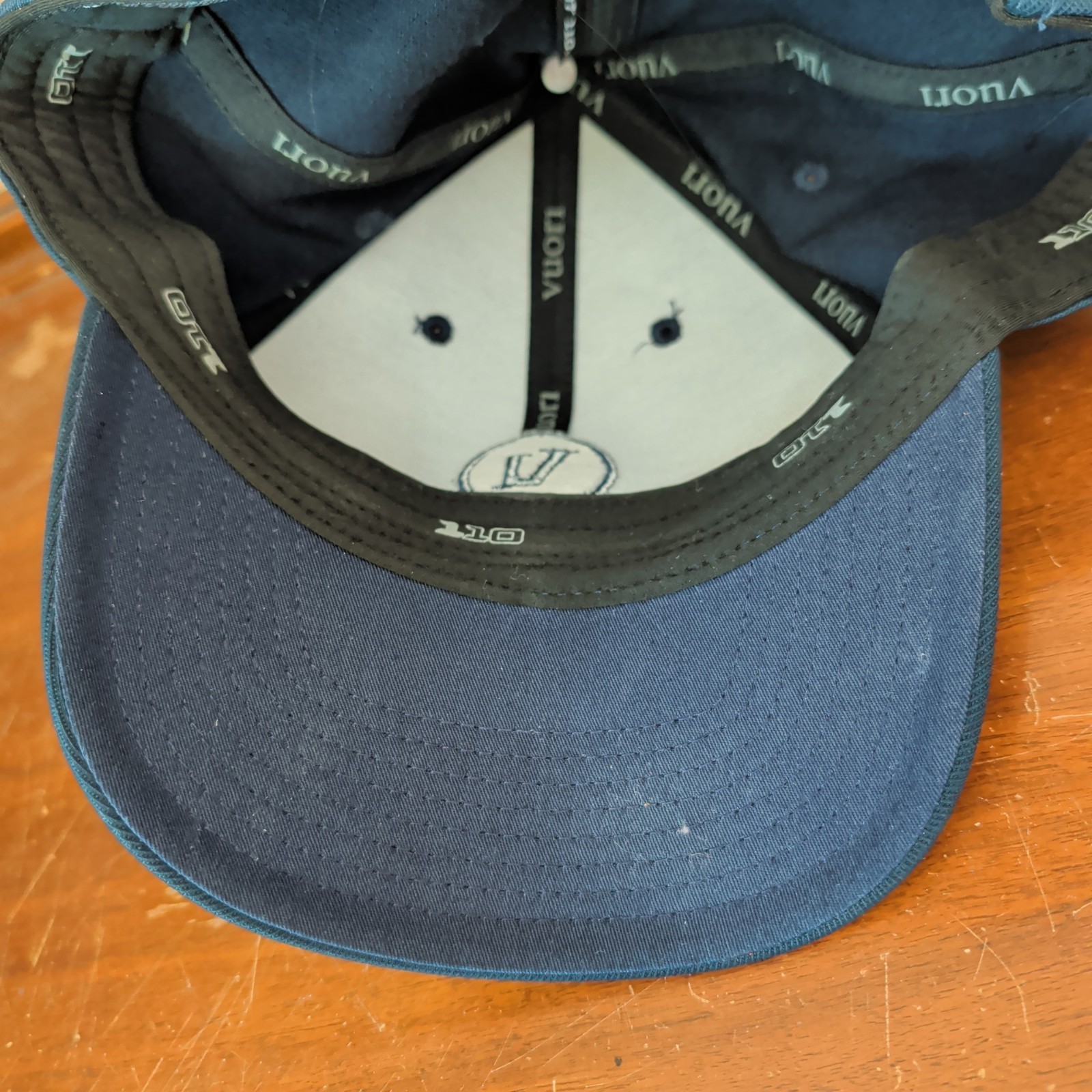 Vuori Performance Snapback Hat Navy Blue Flexfit Tech 110 Logo Cap