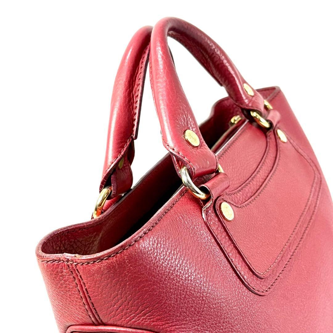 CELINE Boogie Bag Handbag Leather Red Vintage Authentic From Japan