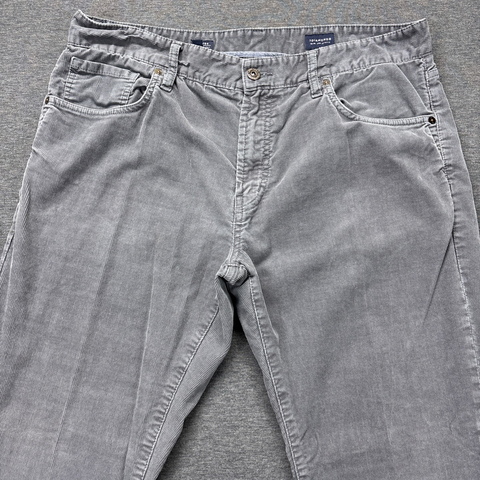 7 Diamonds Corduroy Pants Mens 34×33 Clifton Slim Straight 5 Pocket Gray Stretch
