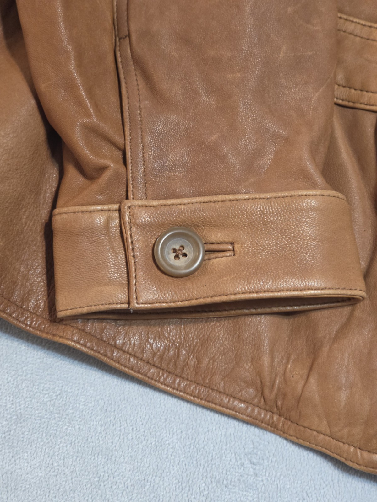 a.n.a Women’s Brown Genuine Leather Peplum Button Front Jacket Sz 1X NWT