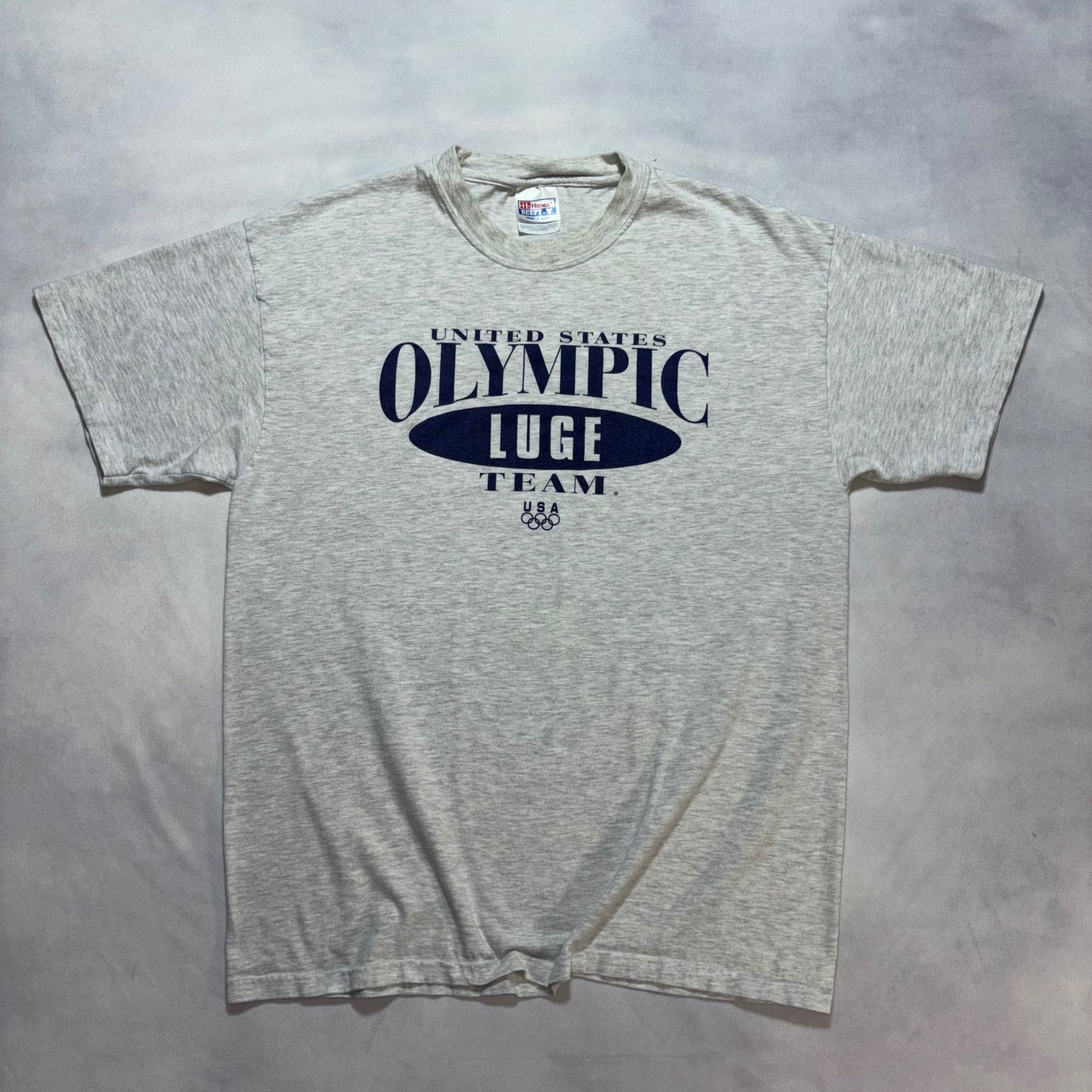 Vintage 90’s United States Olympic Luge Team T-Shirt Men’s Large Gray USA Y2K