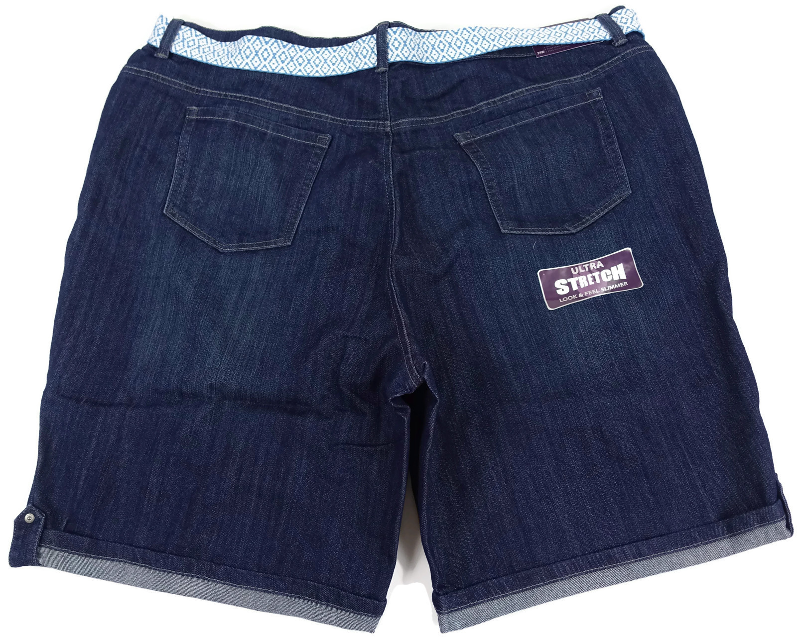 Gloria Vanderbilt Amanda Jeans Shorts Women 24W Bermuda Stretch Belted Pockets