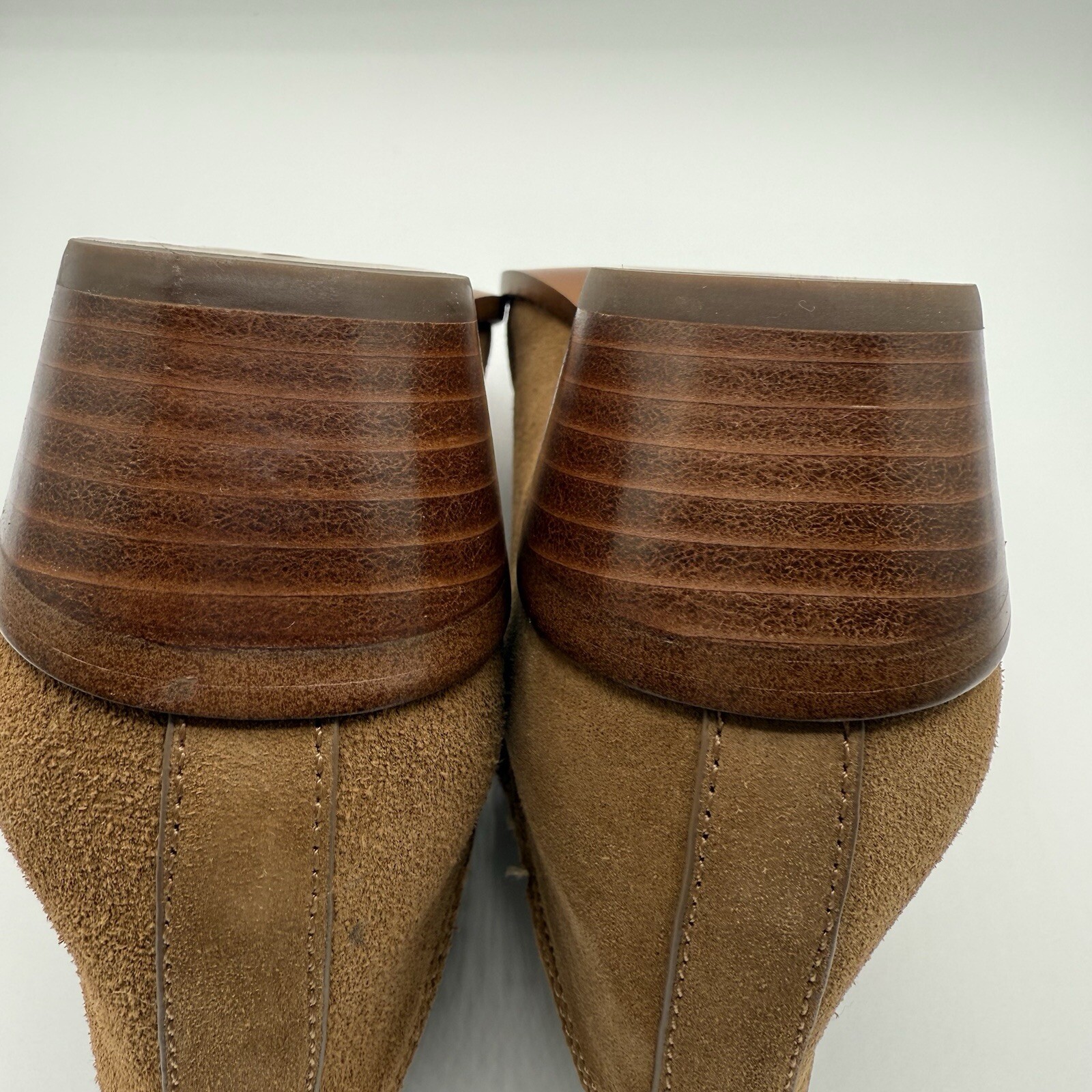Coach Devin Suede Ankle Bootie Tan Chelsea Elastic Gore Block Heel Womens 8B