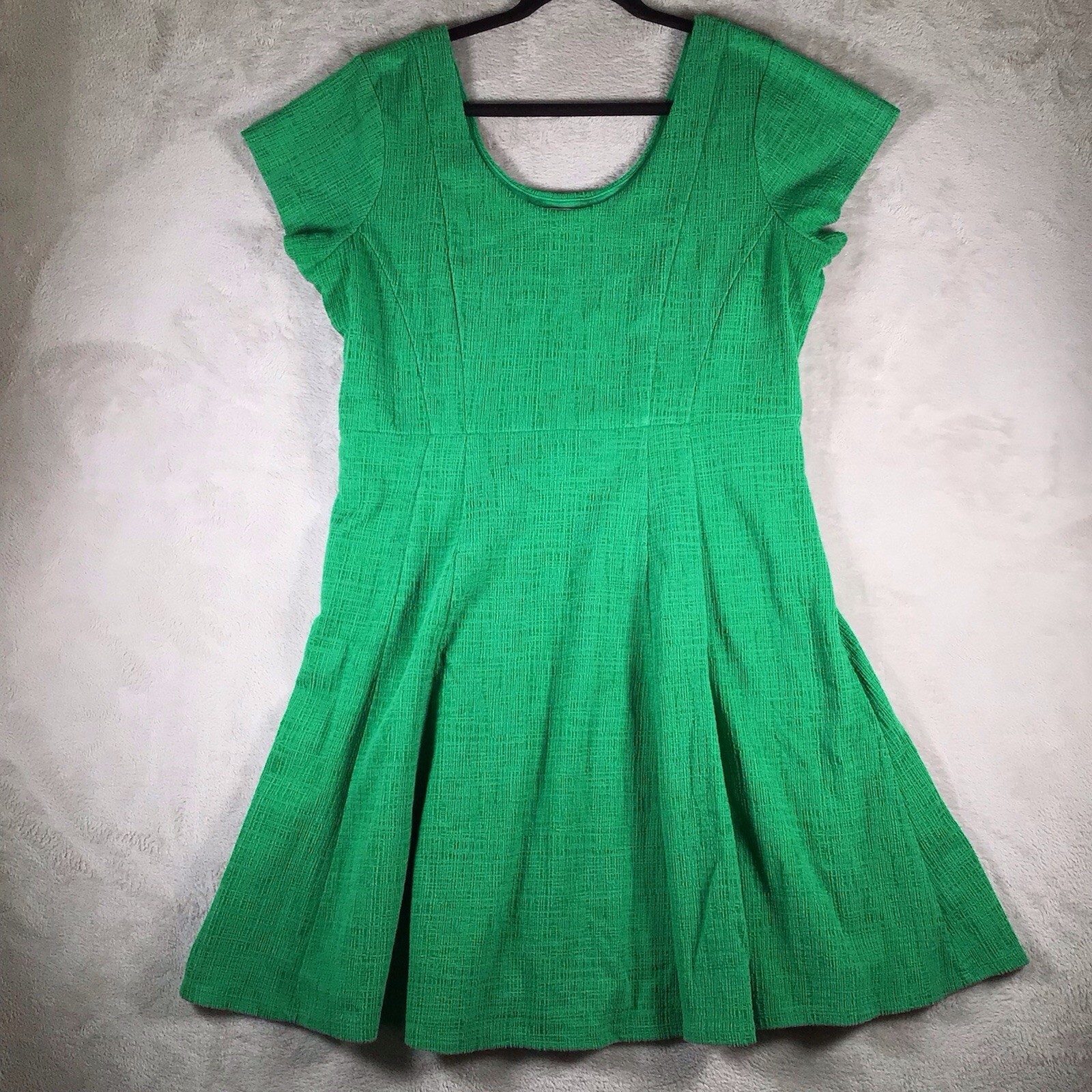 Anthropologie Maeve Dress XL Green Fit Flare Textured Regina Nova 60s Mod Style
