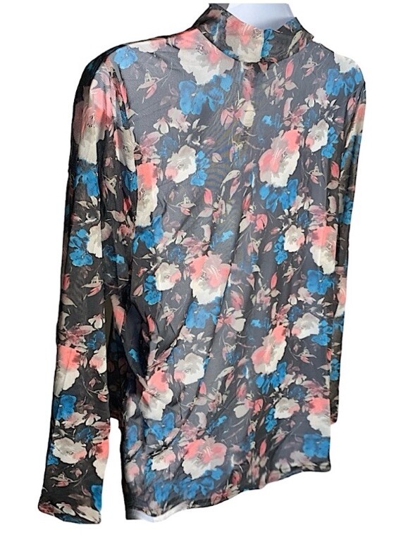 TORRID Semi-Sheer Mesh Mock Neck Long Sleeve Top NWT