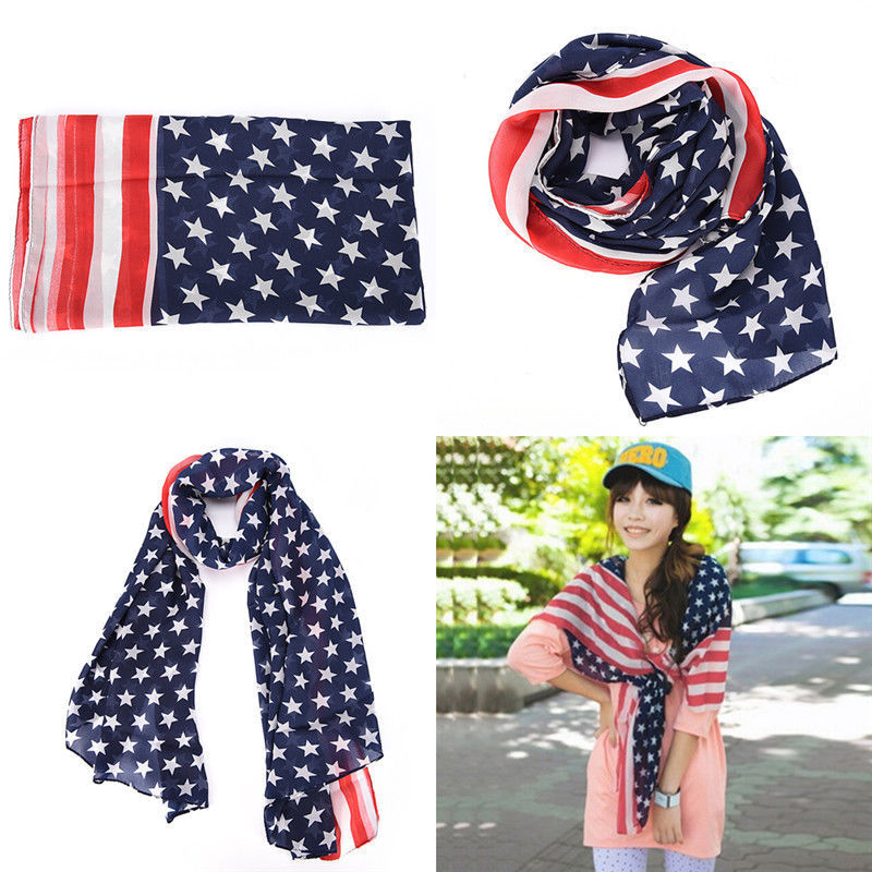 USA Flag Scarf Patriotic Stars and Stripes – 1x w/Random Color and Design