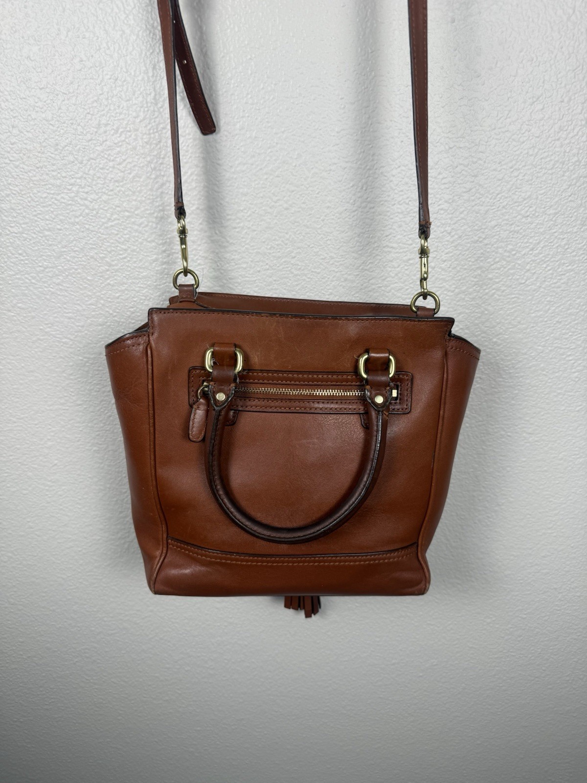 Coach Legacy Leather Mini Tanner Satchel Crossbody Bag Brown Tassel Purse