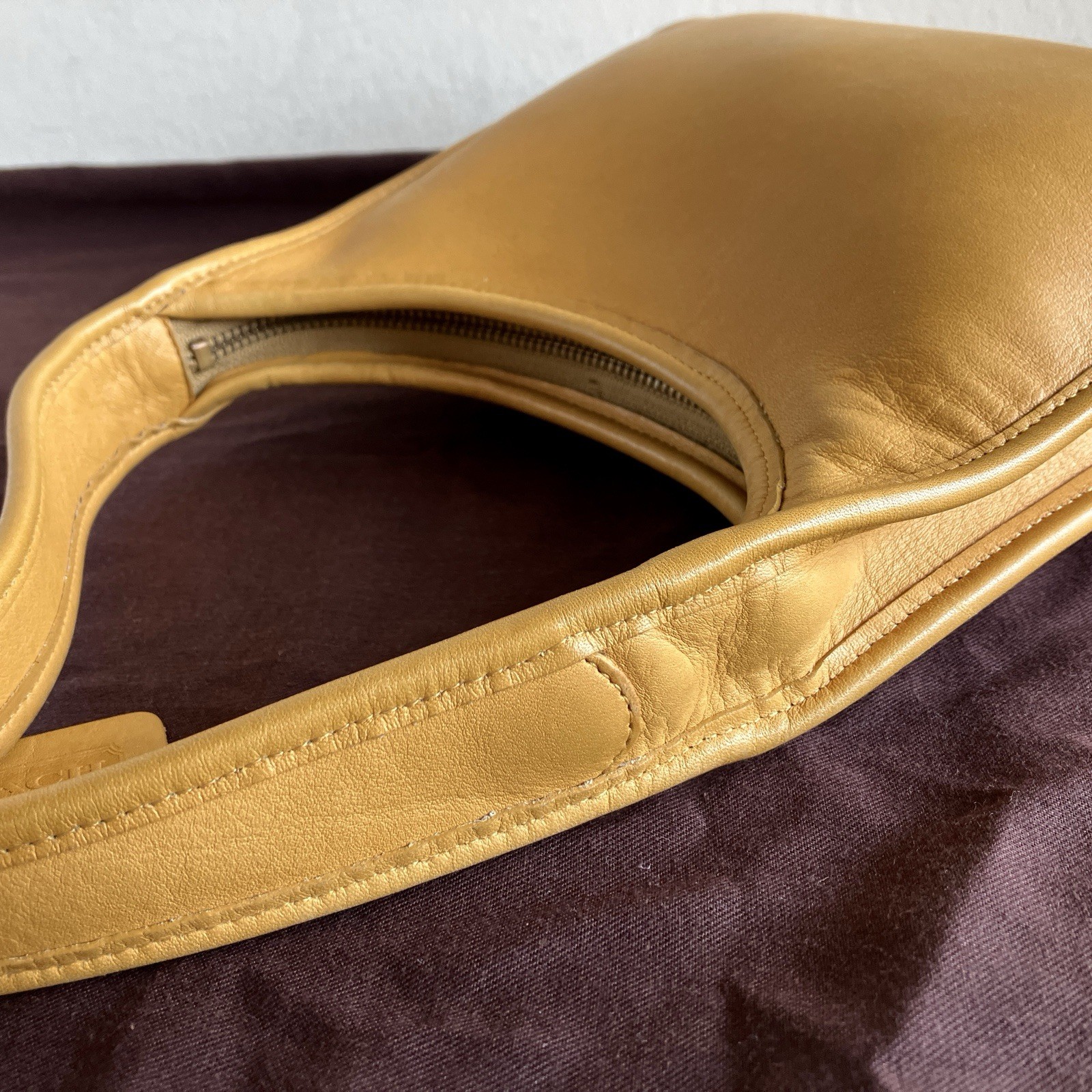 Vintage Coach Ergo Mini Zip Hobo 9020 Yellow Leather Shoulder Bag 90s USA