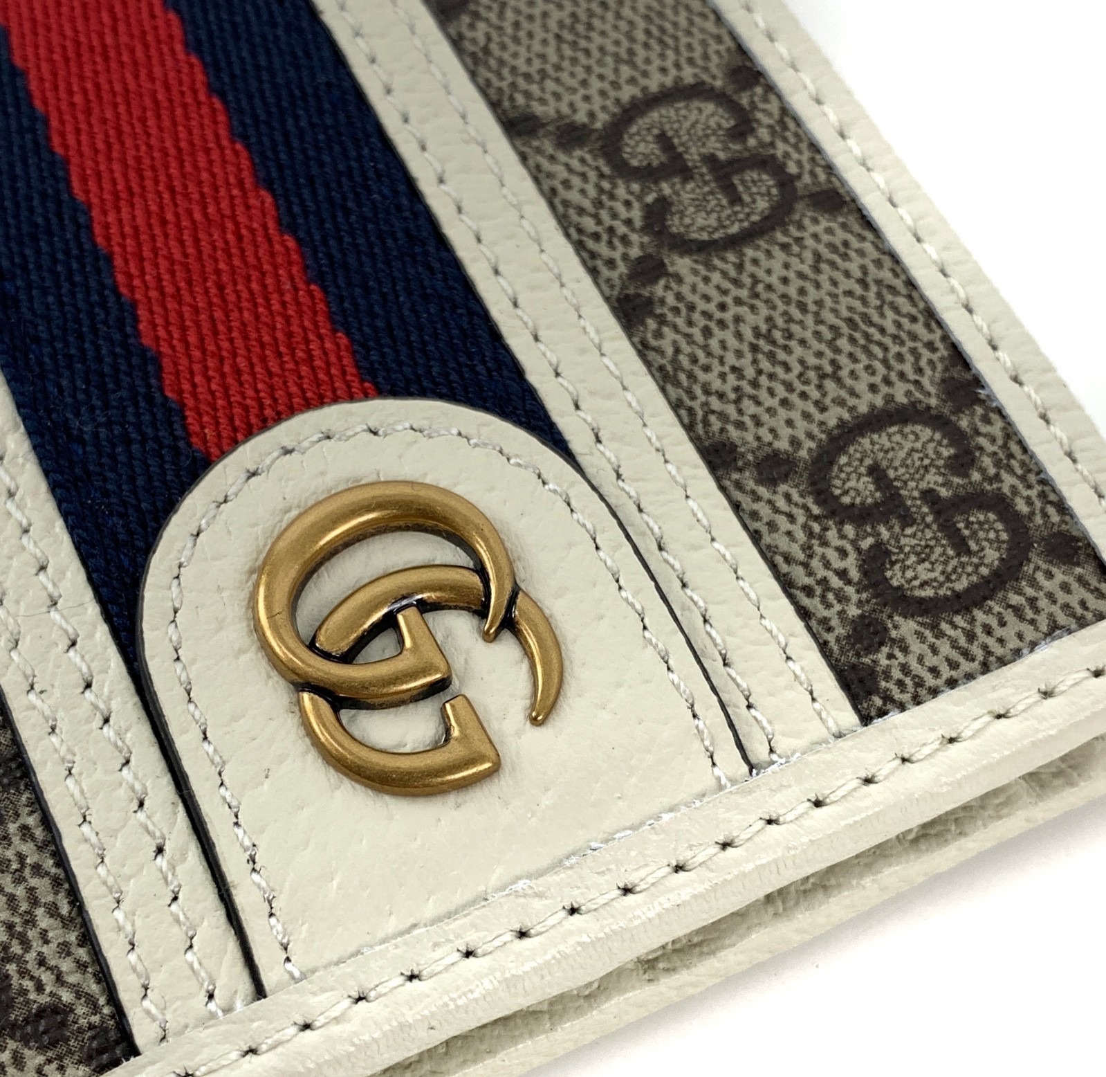 Gucci GG Monogram Web Ophidia Canvas Bi-fold Wallet White 597606 96IWT