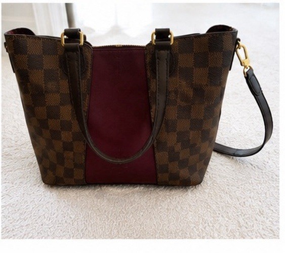 Louis Vuitton Damier Jersey Tote Bag Zip Closure Detachable Strap Brown/Bordeaux