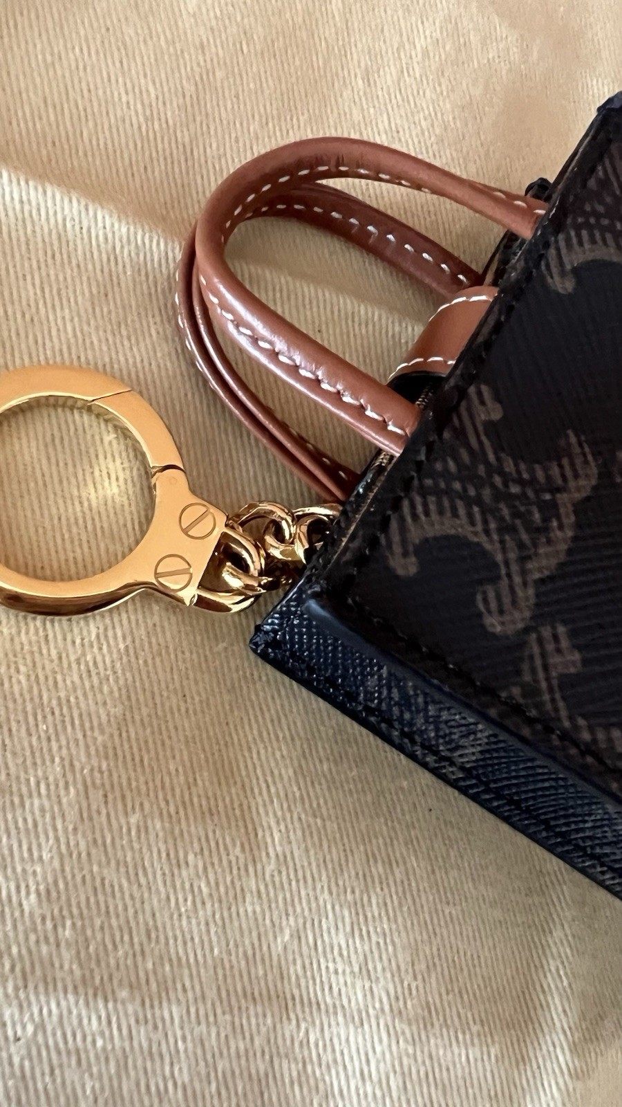 Celine Triomphe Micro Vertical Cabas Bag Charm Keychain Preloved