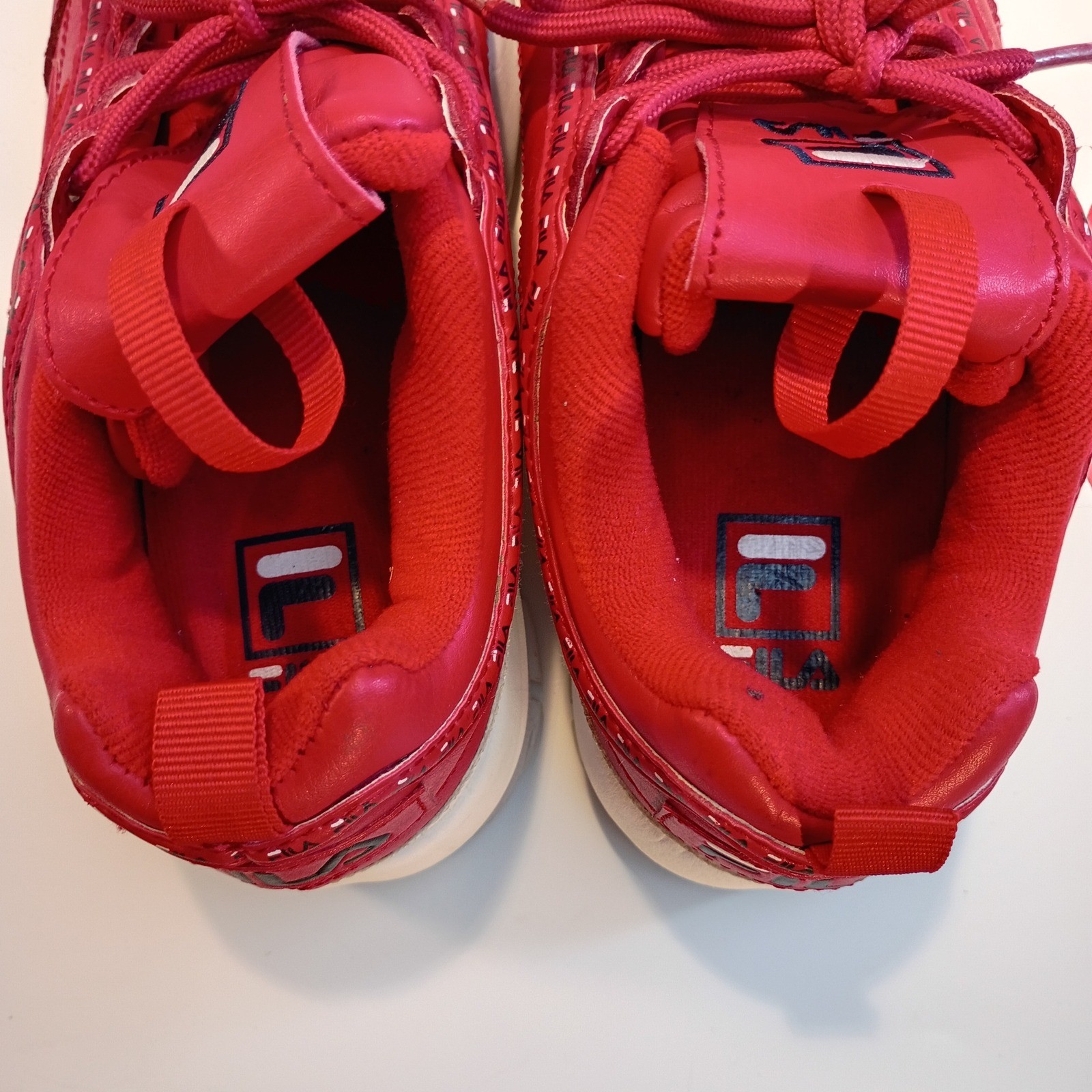 Fila Disruptor 2 Premium Repeat Red White Chunky Sneakers 5FM00079-616 Womens 8