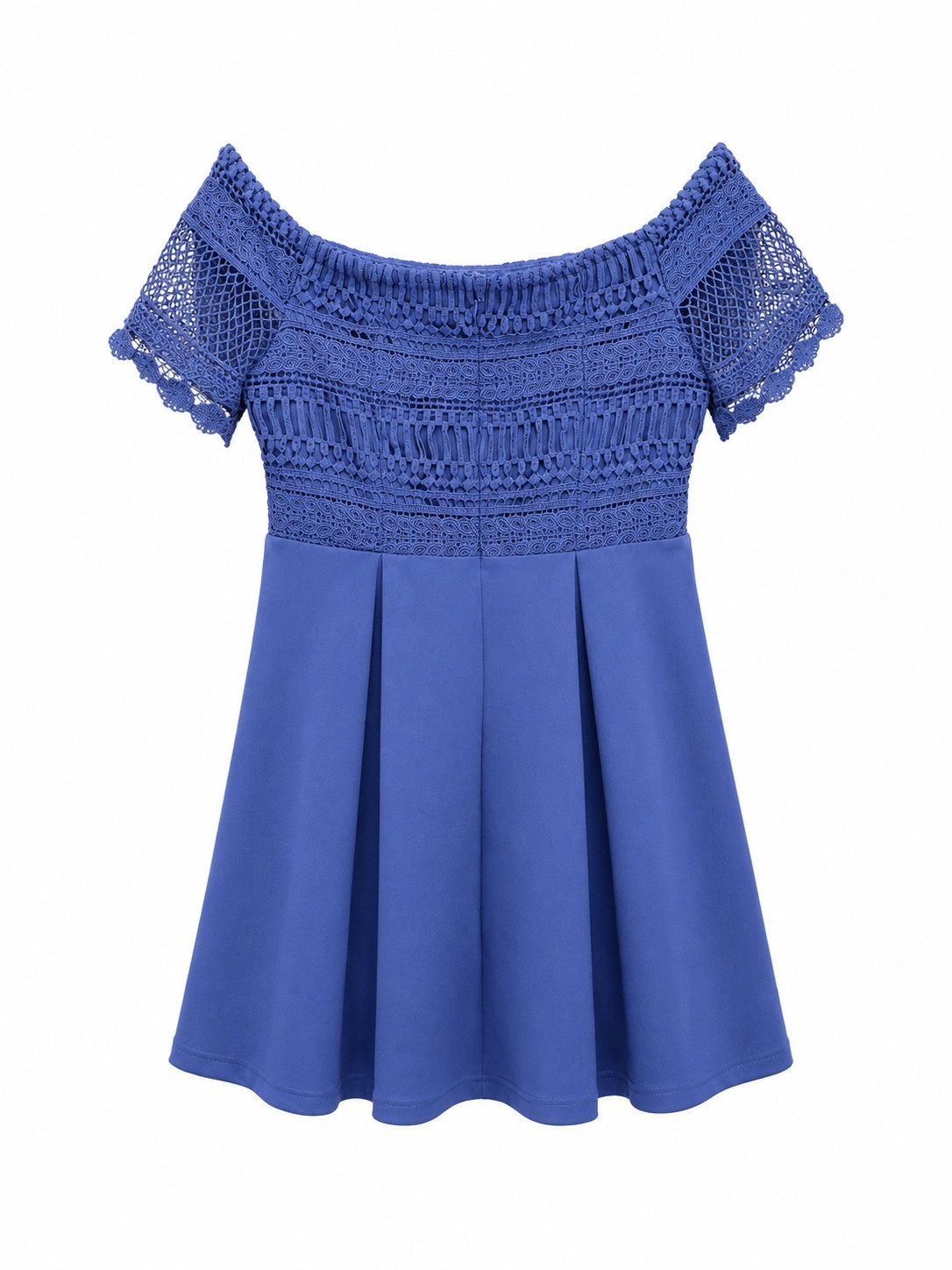 Francesca’s Blue Off Shoulder Lace Crochet Fit & Flare Mini Dress Womens Medium