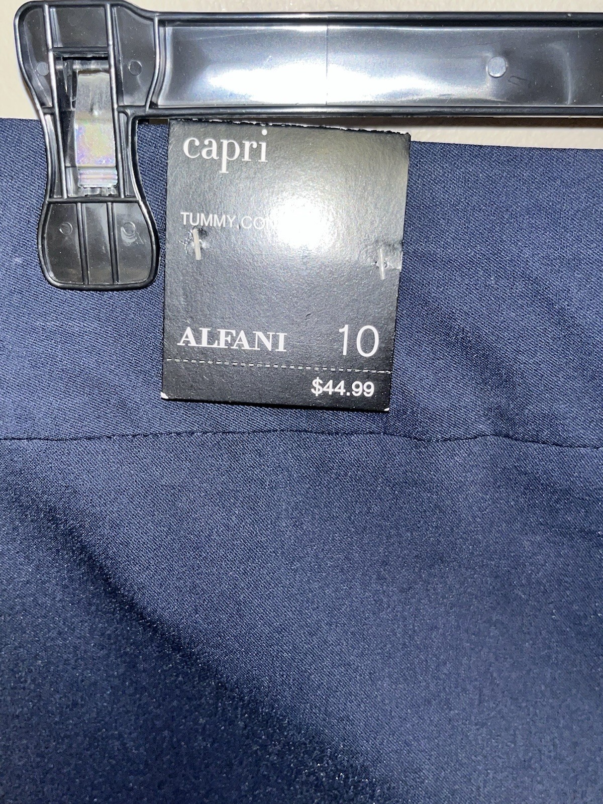 Alfani Capri Pants Tummy Control Size 10 New Casual Wear To Work Pull On Navy