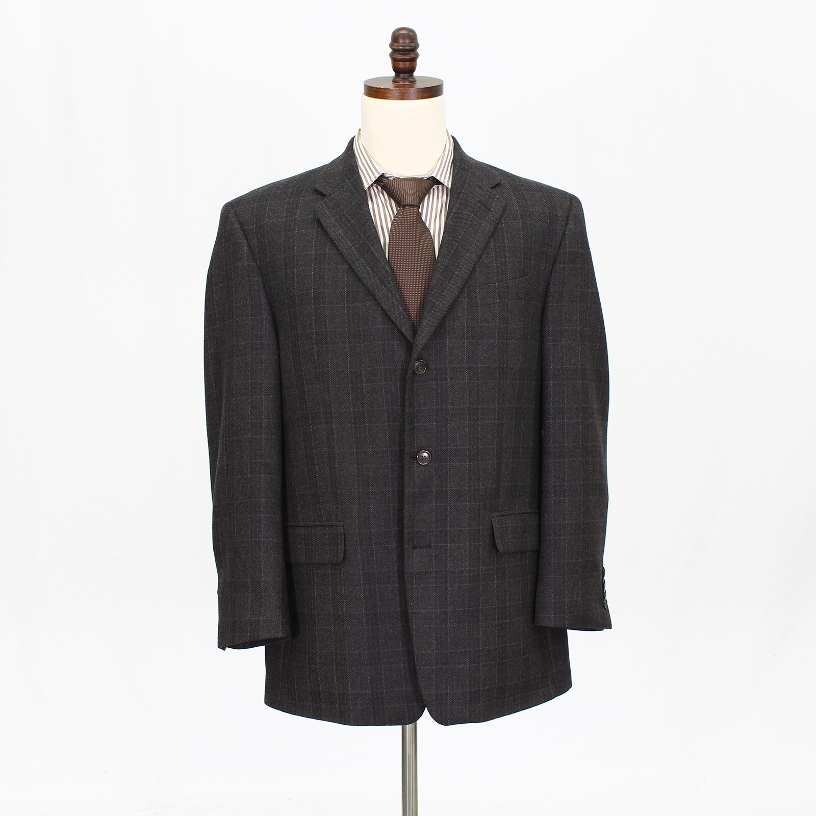 Calvin Klein 42R Brown Sport Coat Blazer Jacket Check 3B Wool