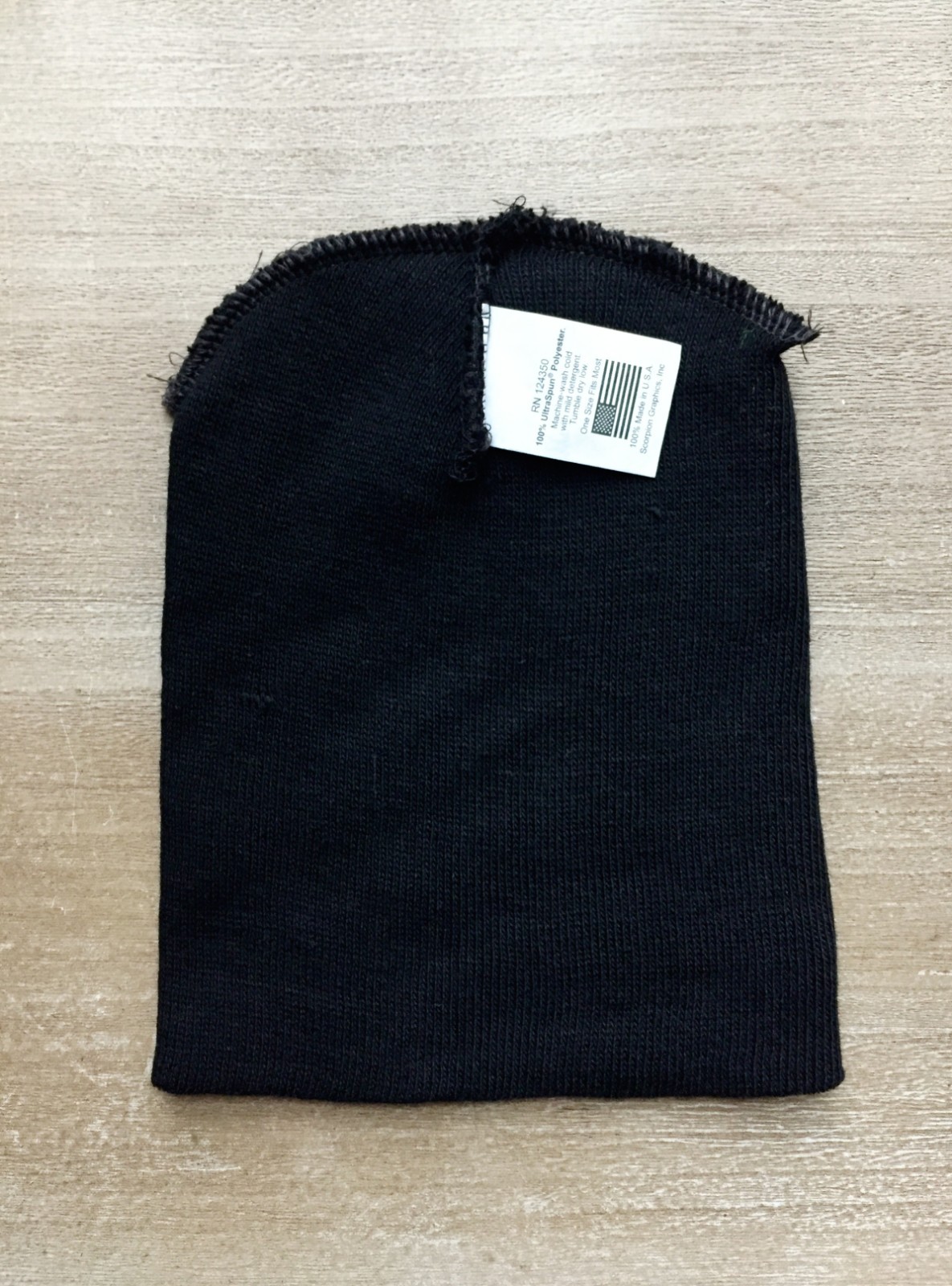 8.5in Beanie UltraSpun Heavy Weight Polyester Knit Hat Skull Cap Black USA MADE