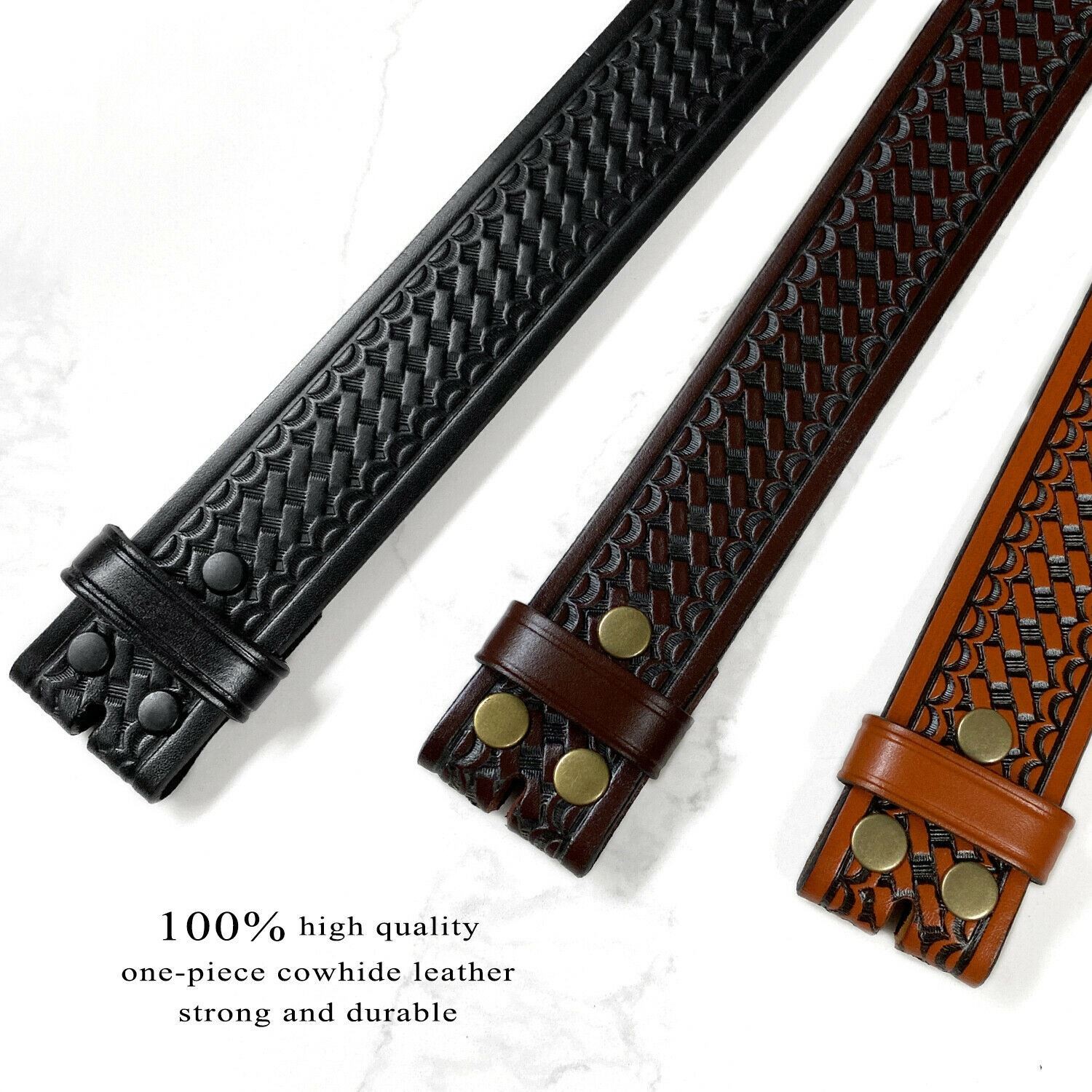 Utility Uniform Work Belt Basketweave Full Grain Leather Belt Strap 1-3/4″ Wide