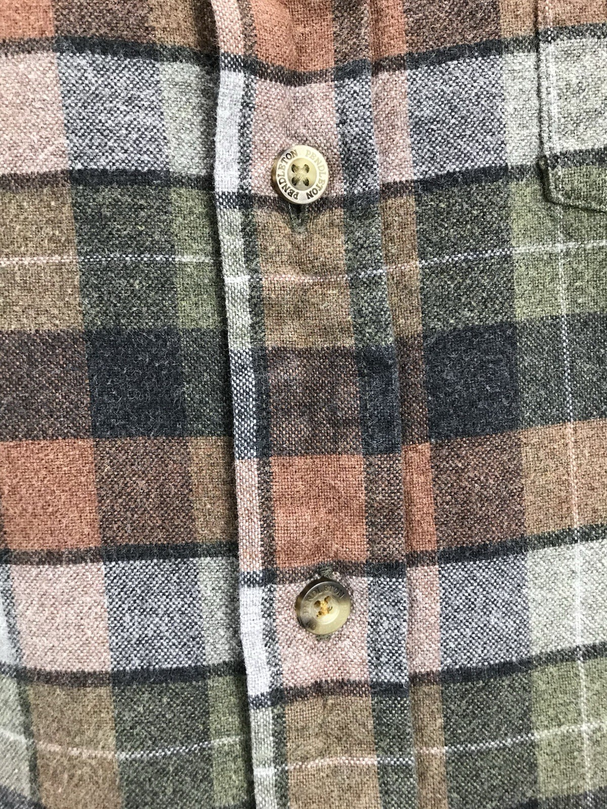 Pendleton Mason Shirt Mens Large Faded Worn Gray Multicolor Button Down