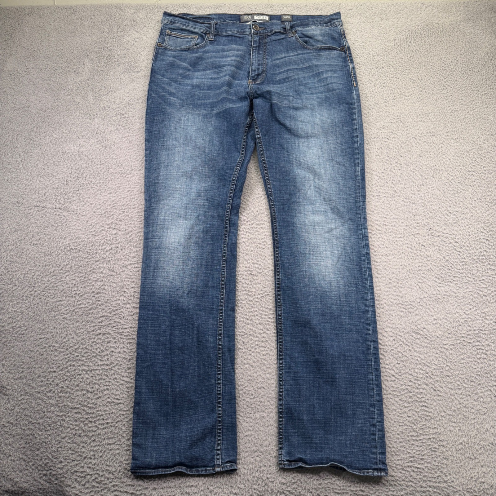 BKE Tyler Jeans 38×34 XL Blue Straight Stretch Distressed Medium Wash Denim