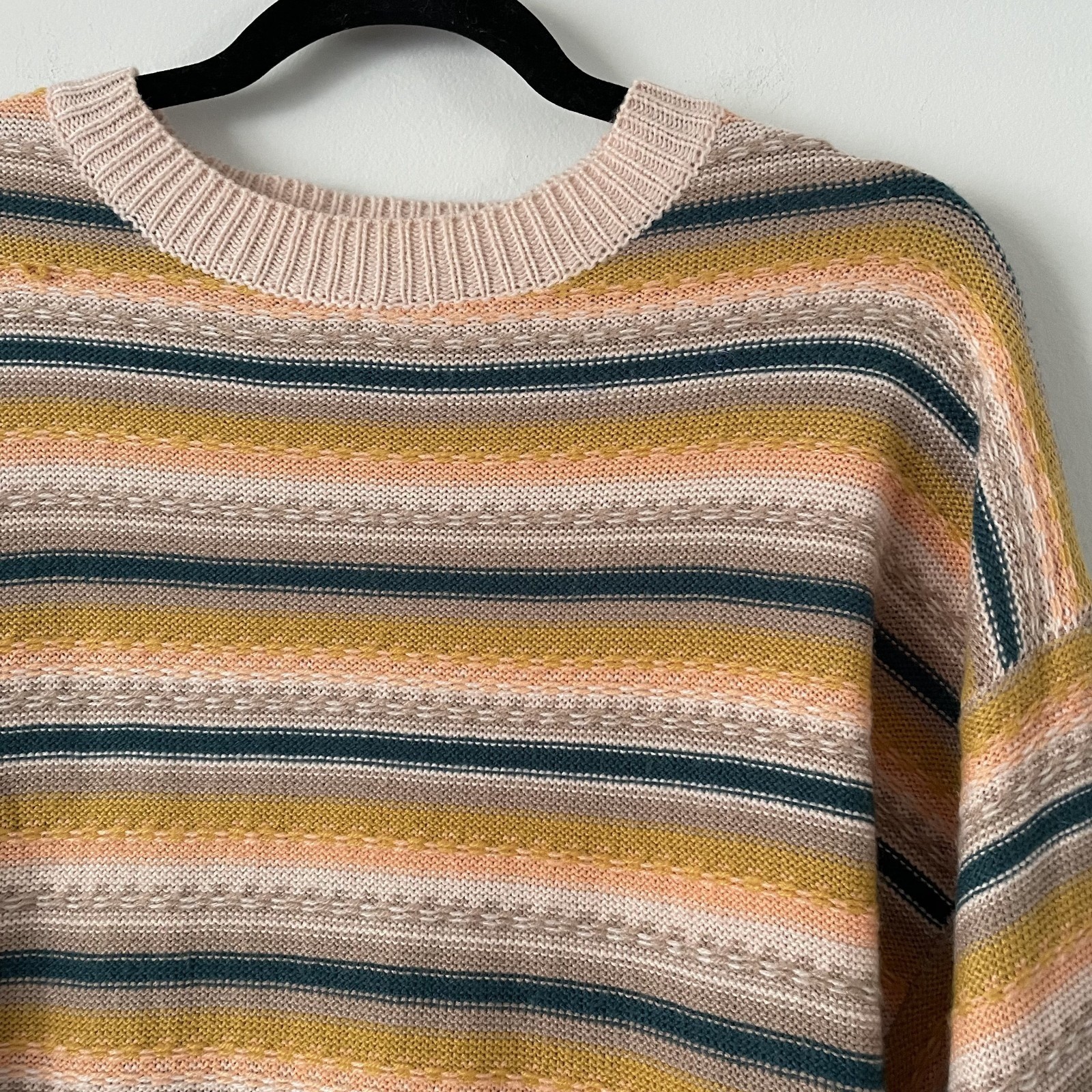 Easel Striped Oversized Slouchy Knit Sweater Size S Boho Casual Travel Lounge