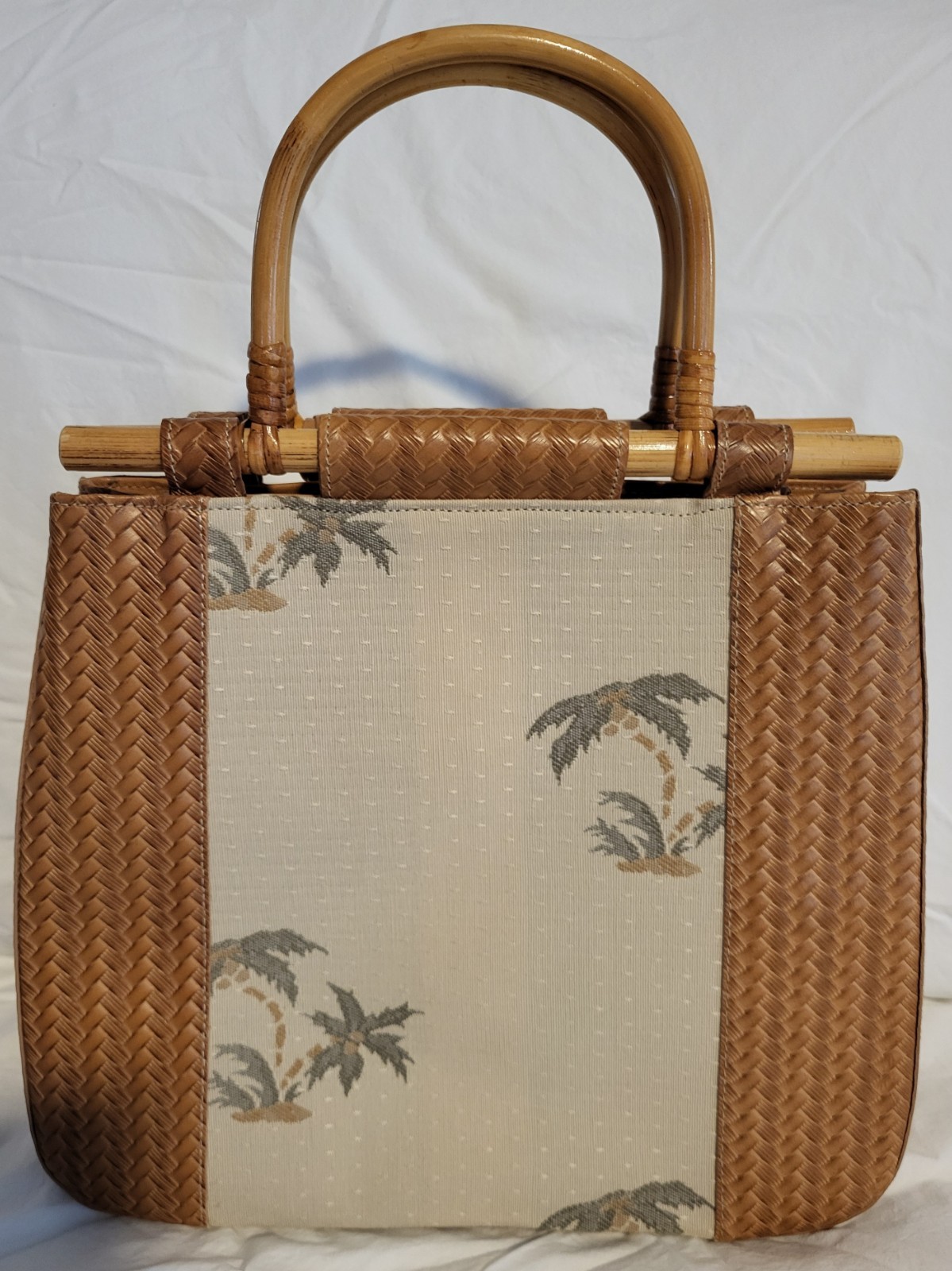 Brahmin Ceclia Embroidered / Woven Satchel Purse Copa Cabana Collection 1990s