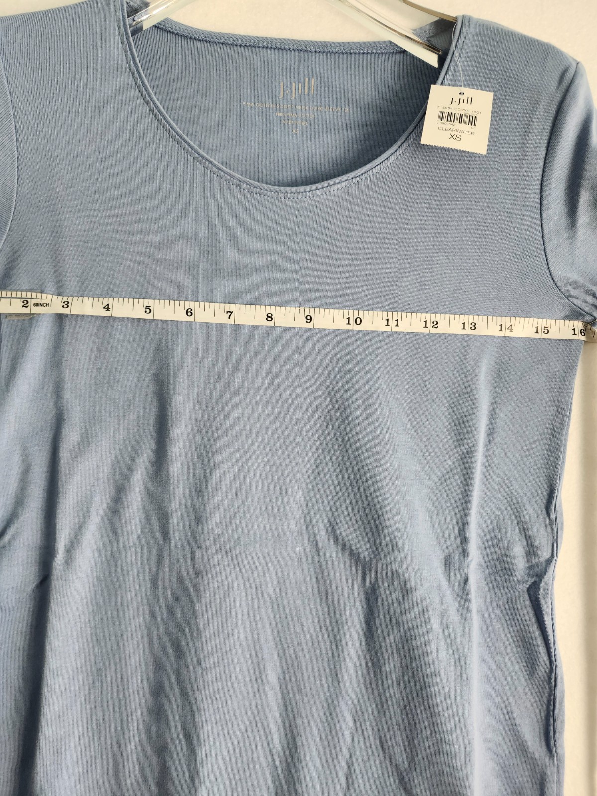 Womens J Jill Pima Cotton Long Sleeve T-shirt Set of 2 White Light Blue XS