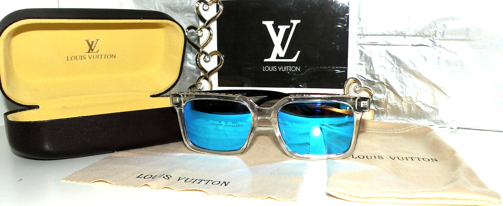 LOUIS VUITTON WOMEN/MENs OVERSIZE MONOGRAM POLARIZED SUNGLASSES BOX 121 CARTIER