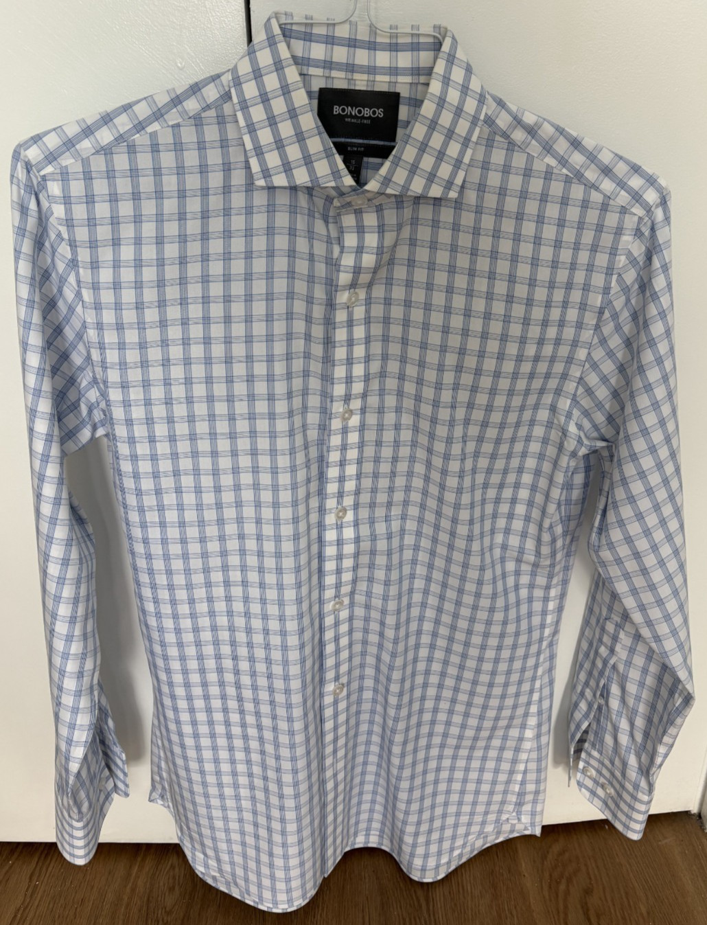 Bonobos Men Button Down Shirt Blue Check Slim Fit Size 15″-33″ -Taking Offers
