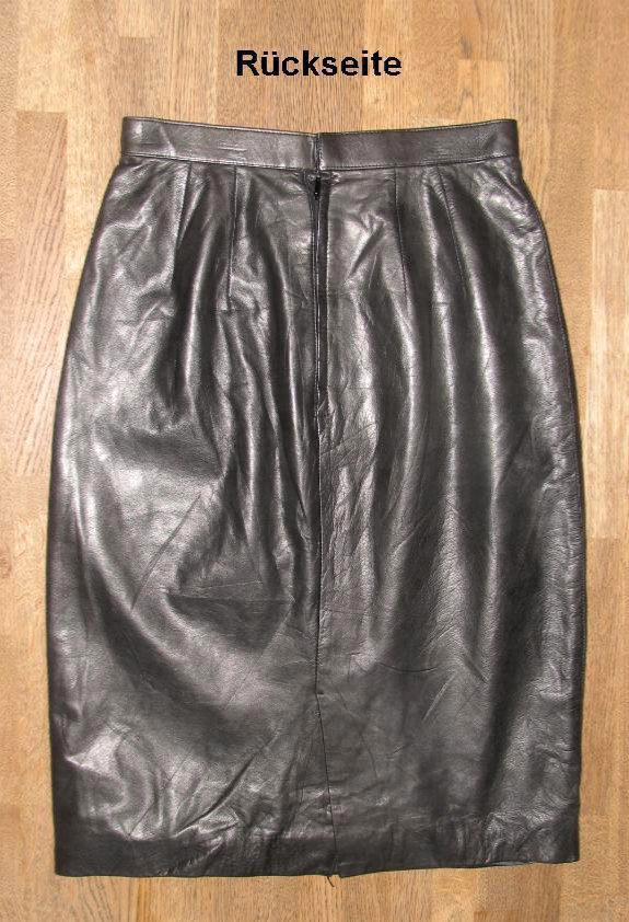 Knee-Length Leather Skirt In Black – Fine Nappa Leather! Size 11 Approx. Size 36