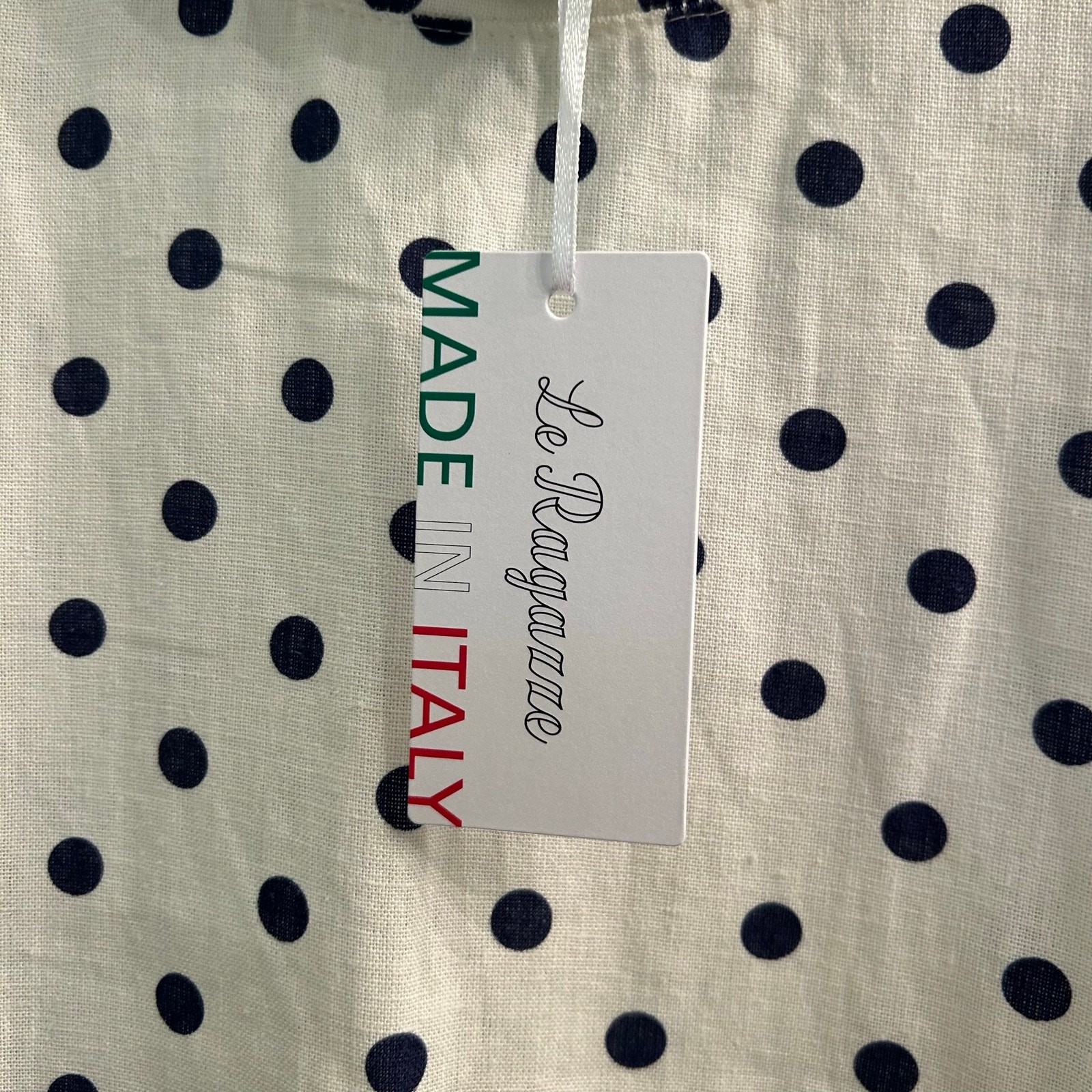 Le Ragazze Italian Linen Blend Polka Dot Dress – size M