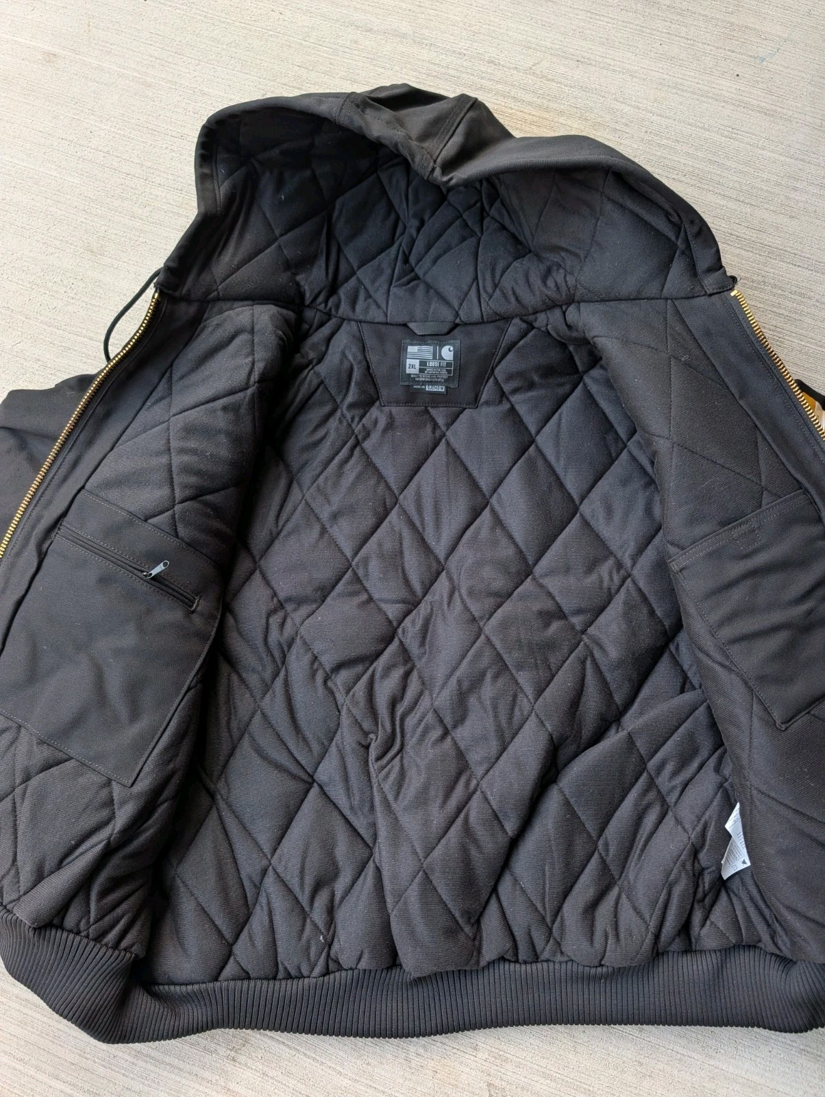 NEW Carhartt Duck USA Made Jacket Mens J140 Flannel Lined Hooded Workwear Sz 2XL