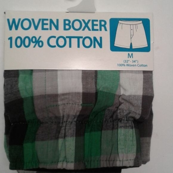 Pico S 28 30 Men’s woven boxer shorts plaid Green 100% Cotton Black Gray NEW
