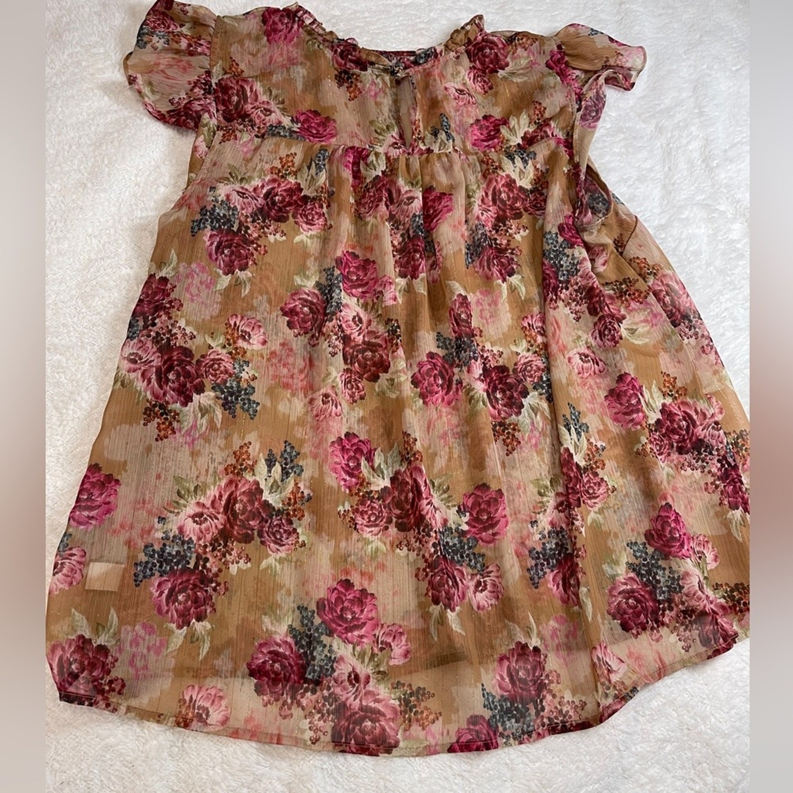 TORRID CRINKLE CHIFFON FLUTTER SLEEVE FLORAL BLOUSE SIZE 2