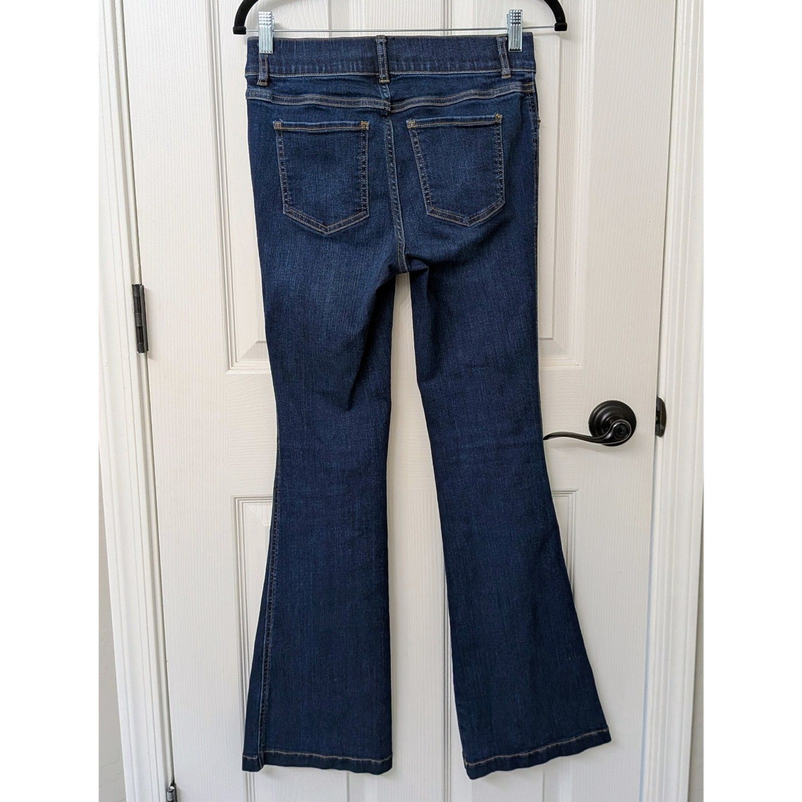 SPANX Pull On Denim Flair Jeans Dark/Med Blue Wash | SZ Small Petite