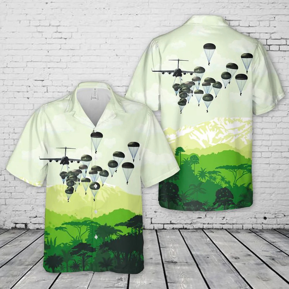 US Army Paratroopers With The 82nd Airborne Division Parachute Hawaiian Shirt V1