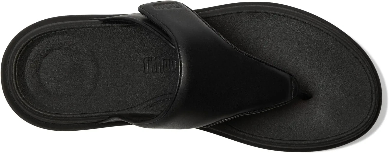 FitFlop F-mode Go Adjustable Flatform Toe Post Slides Sandal All Black Women 10M