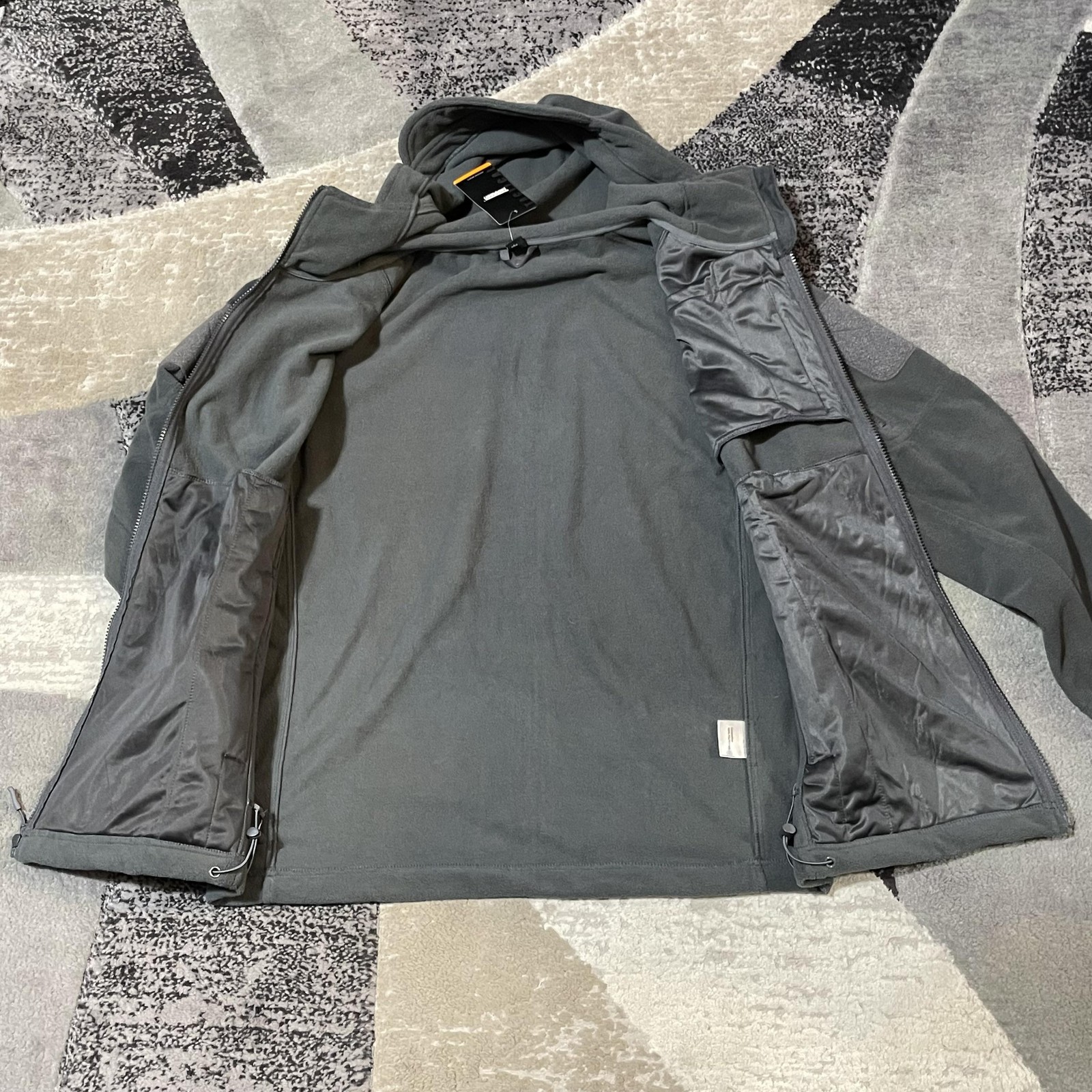 Tacvasen Tactical Fleece Jacket Men Large Gray Hooded Full Zip Military Gorpcore