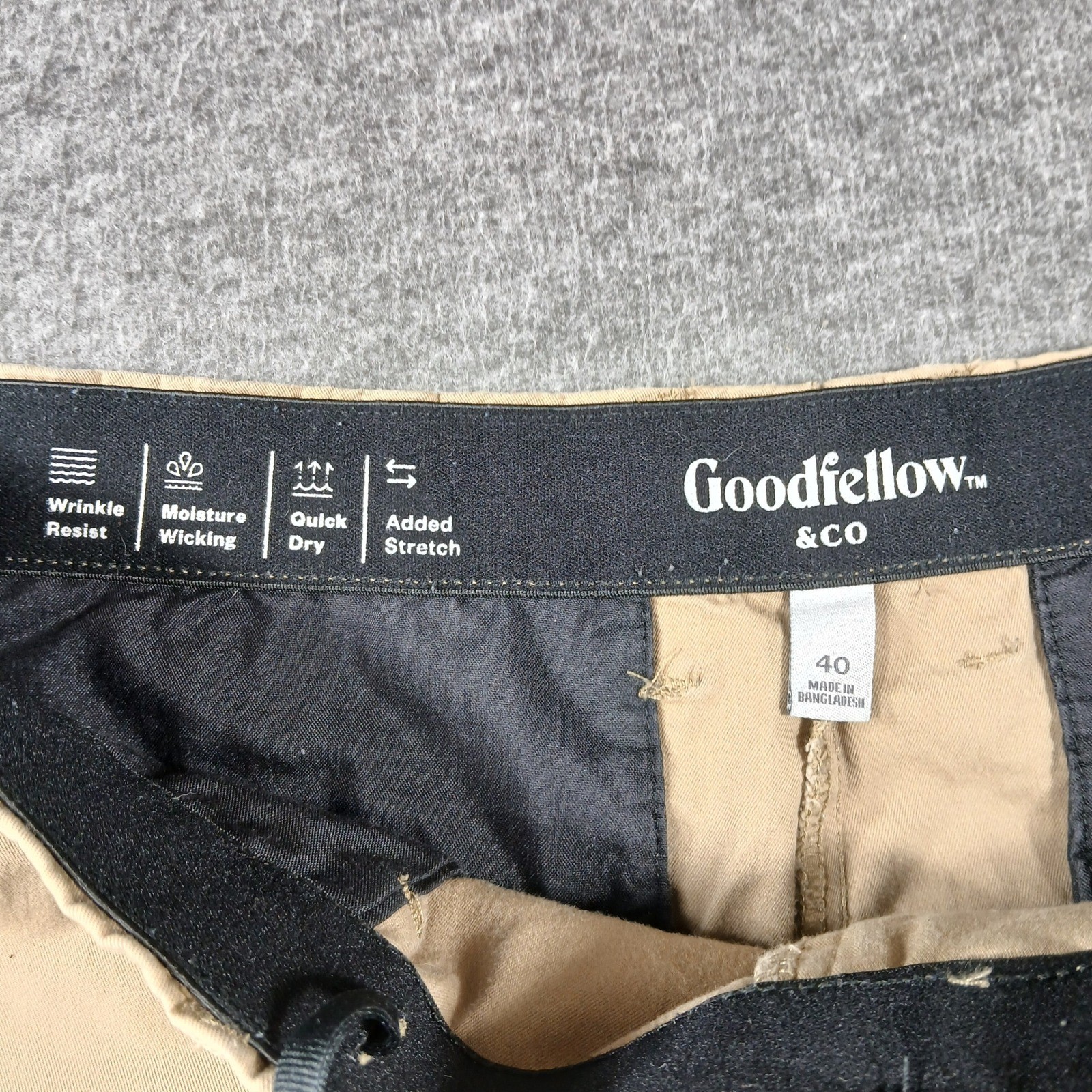 Goodfellow & Co Chino Shorts Mens 40 Khaki Tan 9″ Inseam Stretch Quick Dry