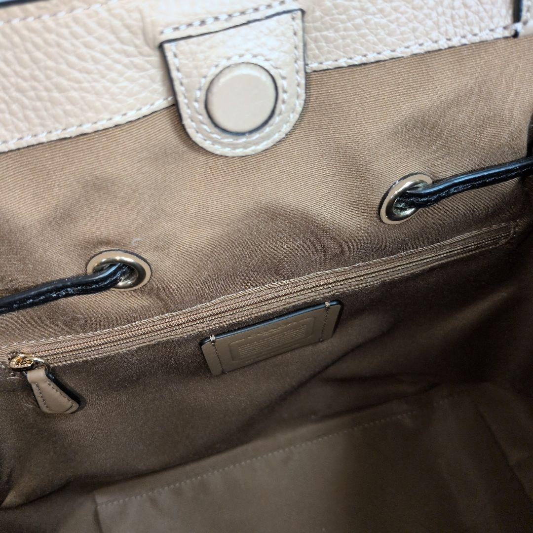 COACH Andy Tote Shoulder Bag CA165 Leather Beige x Black