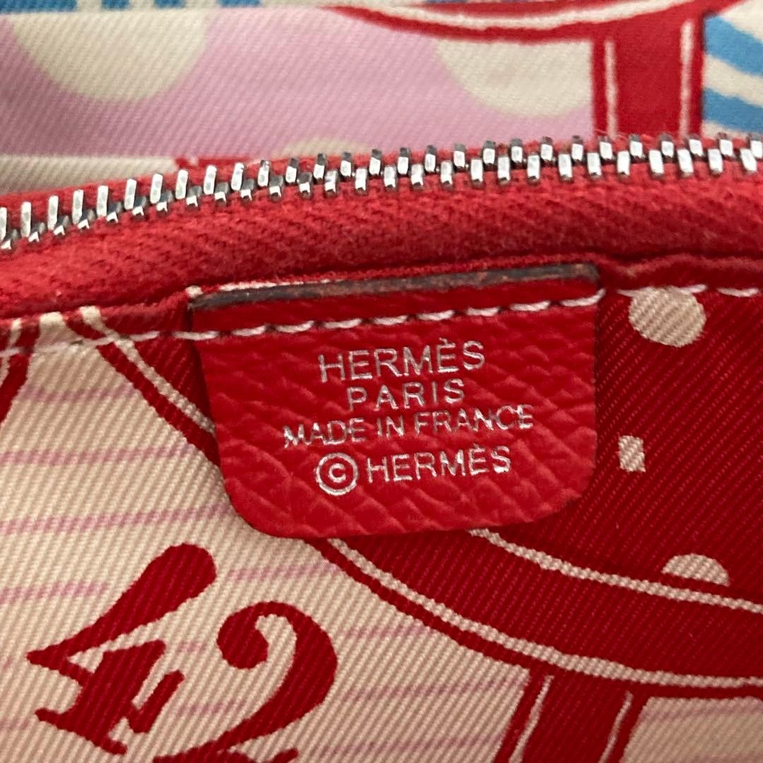 HERMES Compact Wallet Mini Wallet Red