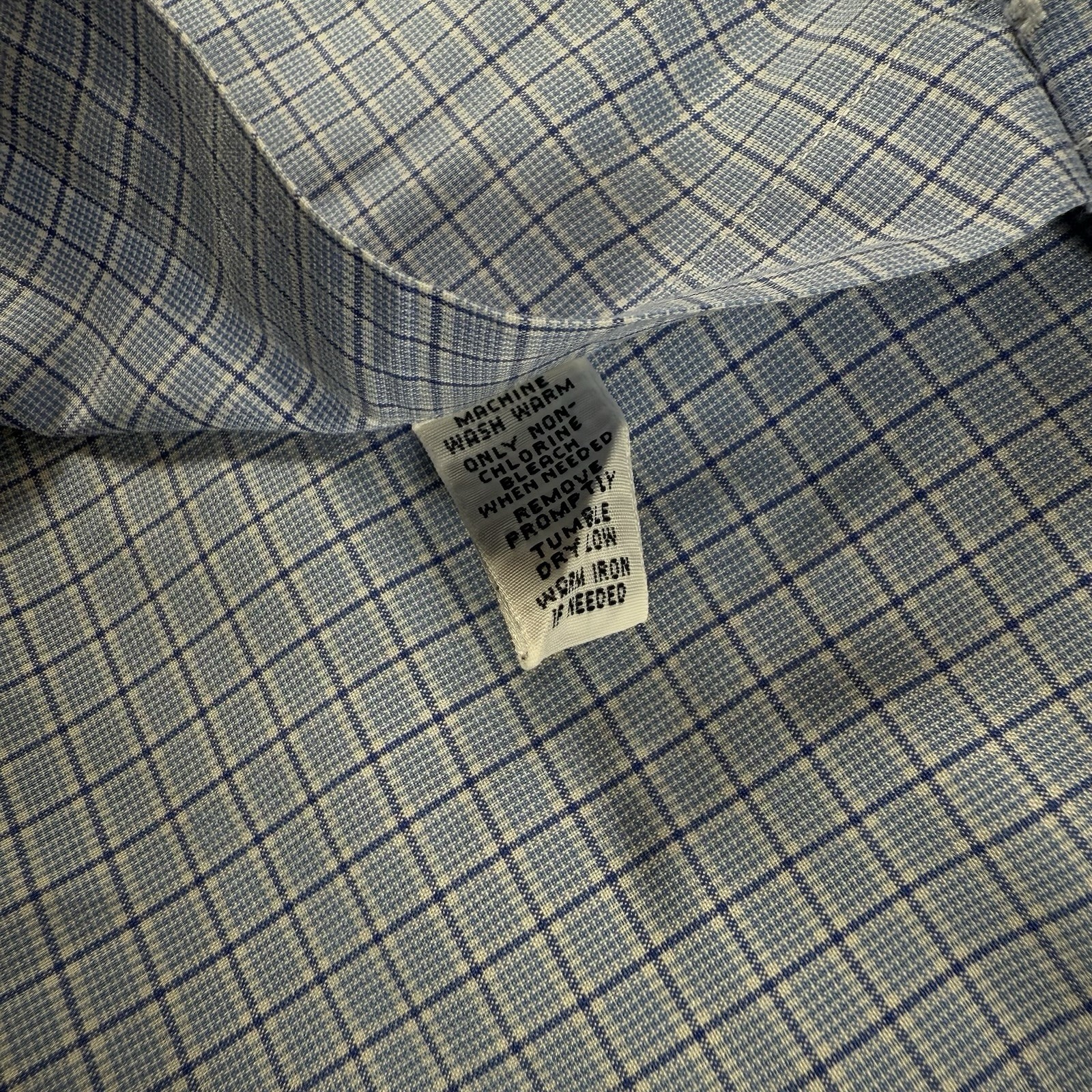 Ralph Lauren Long Sleeve Checked Button Up Shirt Mens 15.5 34/35 Custom Fit Blue