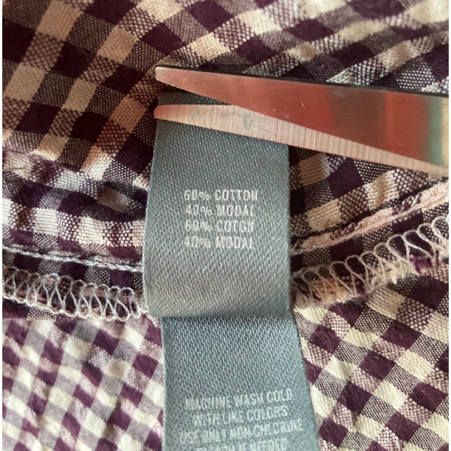 Aerie Sz Small Top Oversized Burgundy/Pink Long Sleeve Plaid Boho Modal Cotton