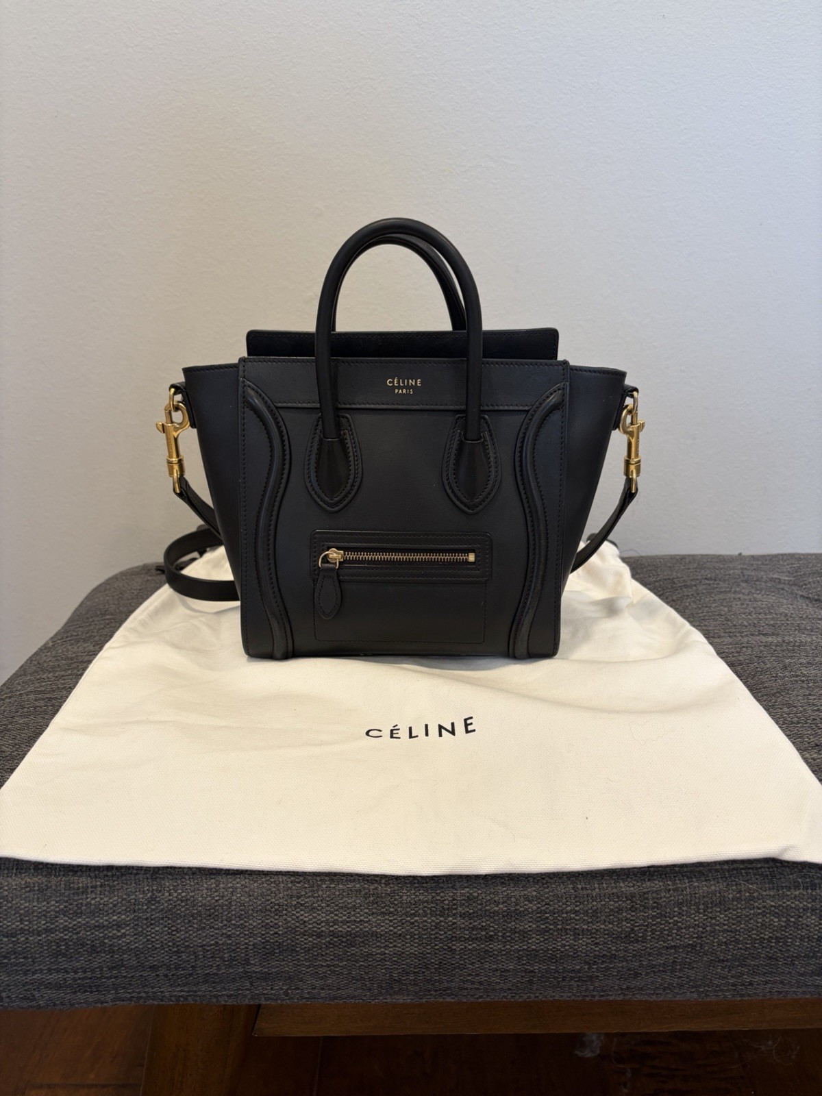 CELINE Black Nano Top Handle Bag