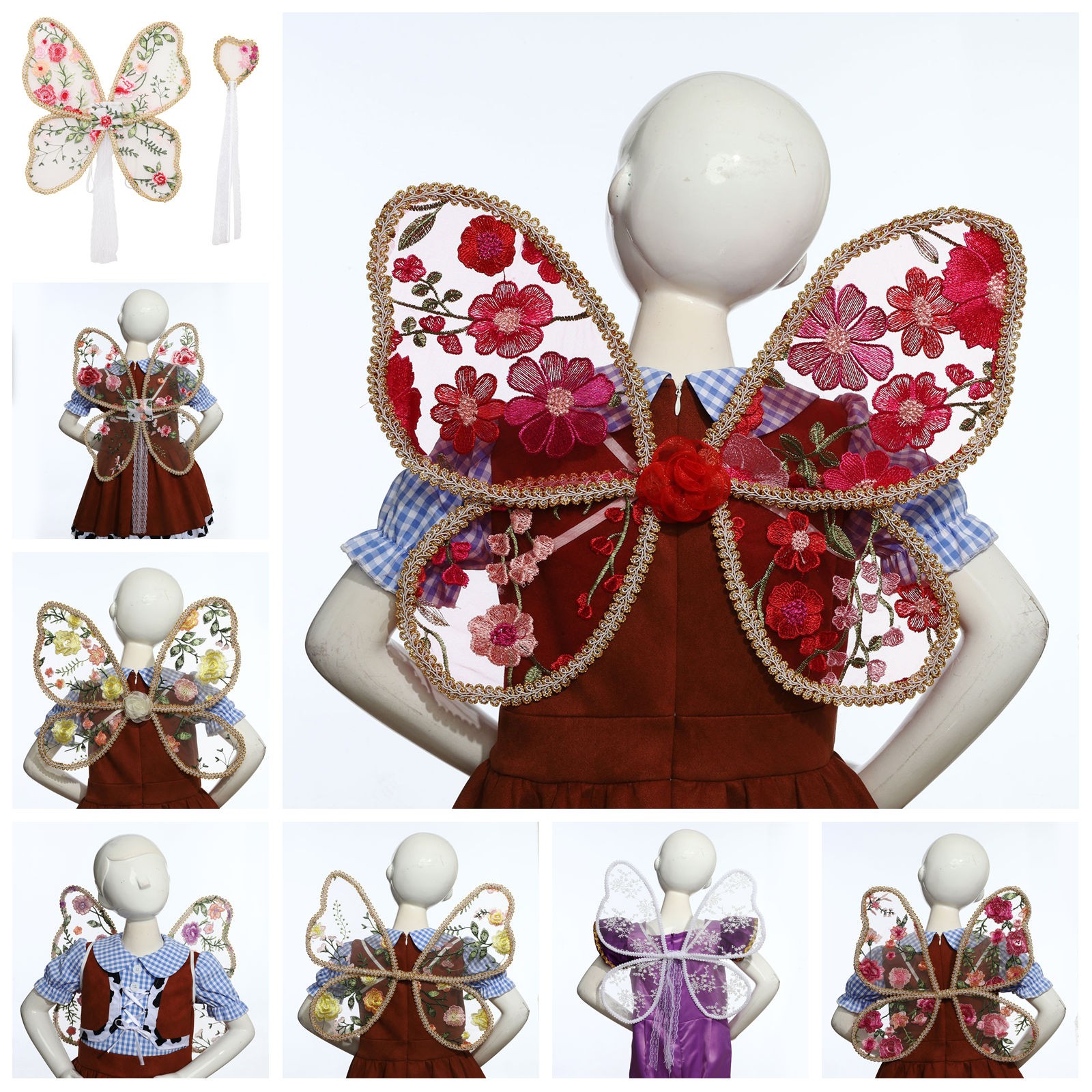 US Adults Kids Cosplay Props Comfortable Butterfly Wings Christmas Fairy Stick